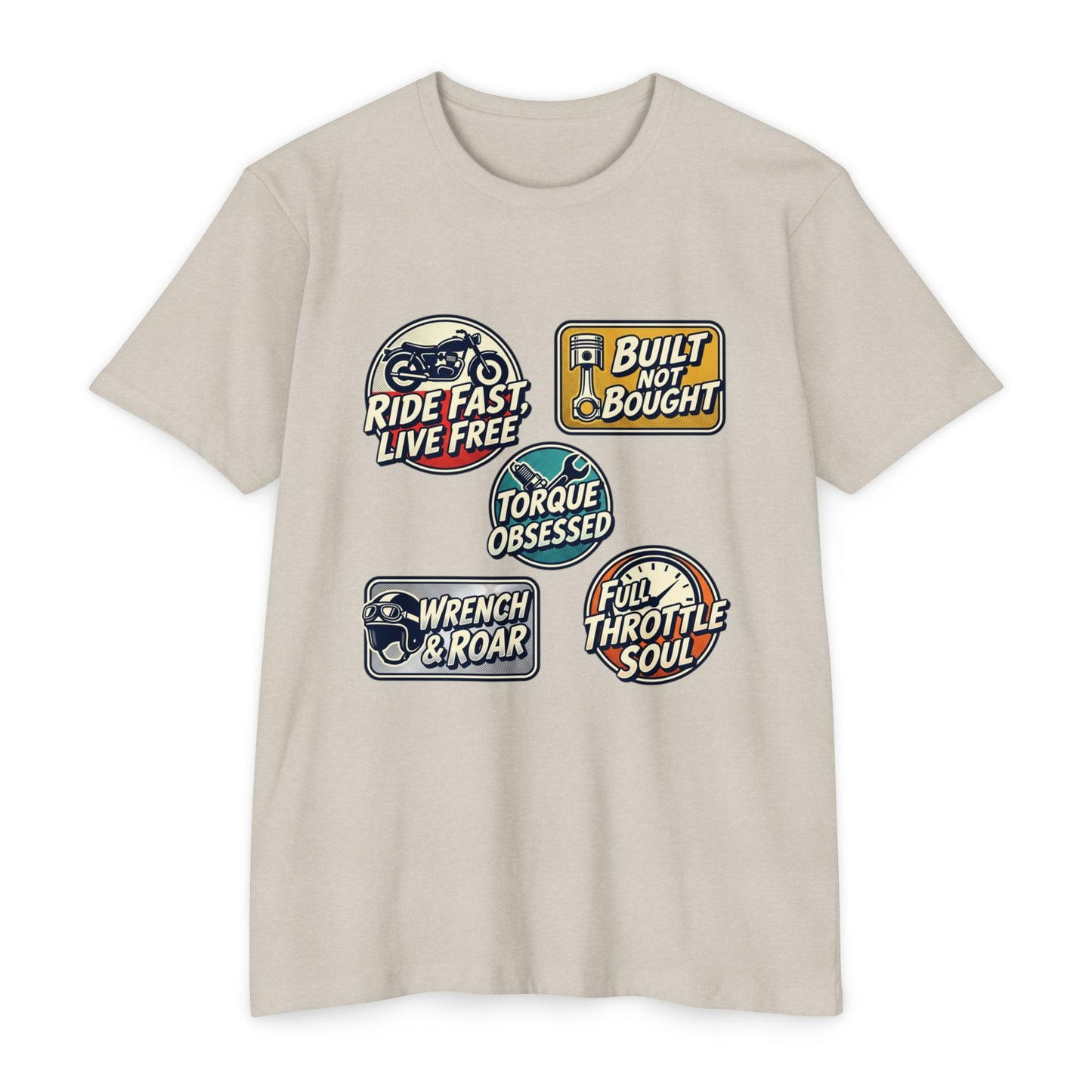 Built Not Bought Vintage Motorcycle Badge T-Shirt