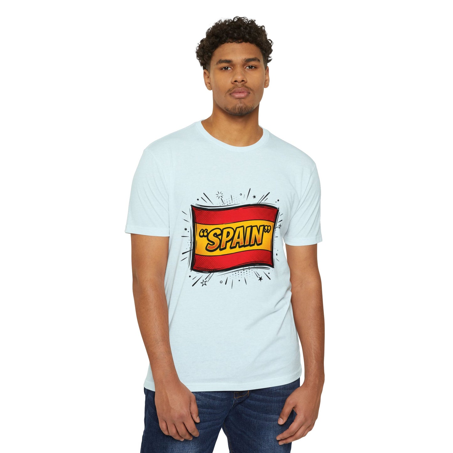 Spain Retro Comic Flag T-Shirt — 'SPAIN' Graphic Tee