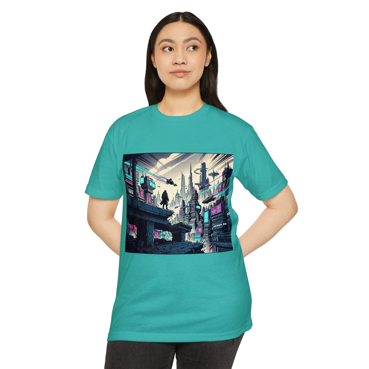 Cyberpunk Cityscape T-Shirt — Neon Futuristic Streetwear