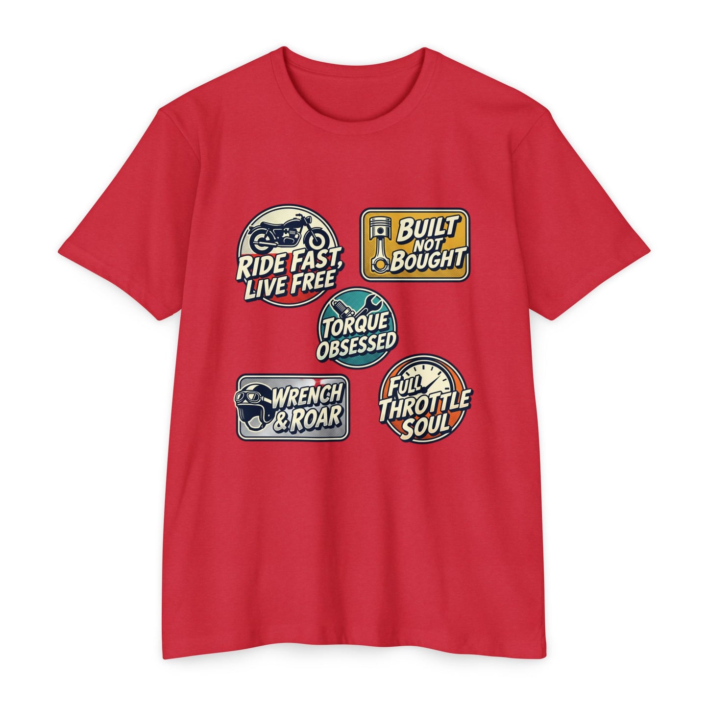 Built Not Bought Vintage Motorcycle Badge T-Shirt