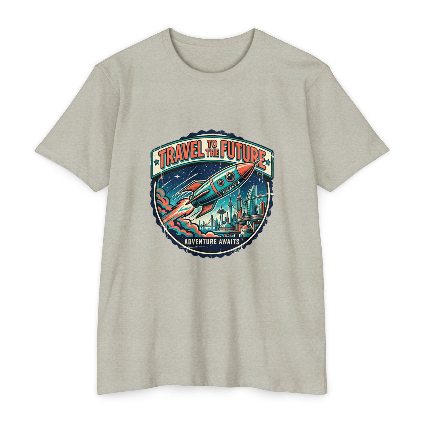 Travel the Future Rocket T-Shirt — Adventure Awaits Vintage Space Tee