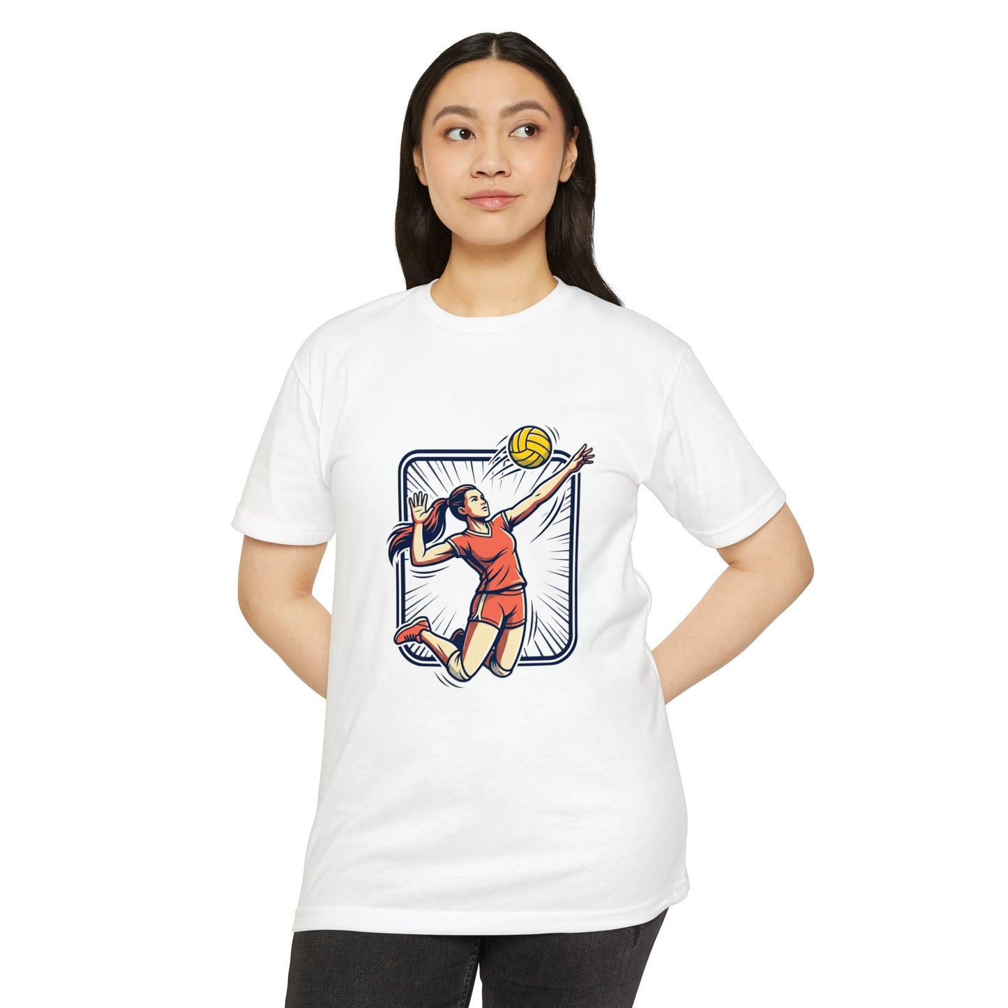 Volleyball Spike Graphic T-Shirt — Female Player Action Tee
