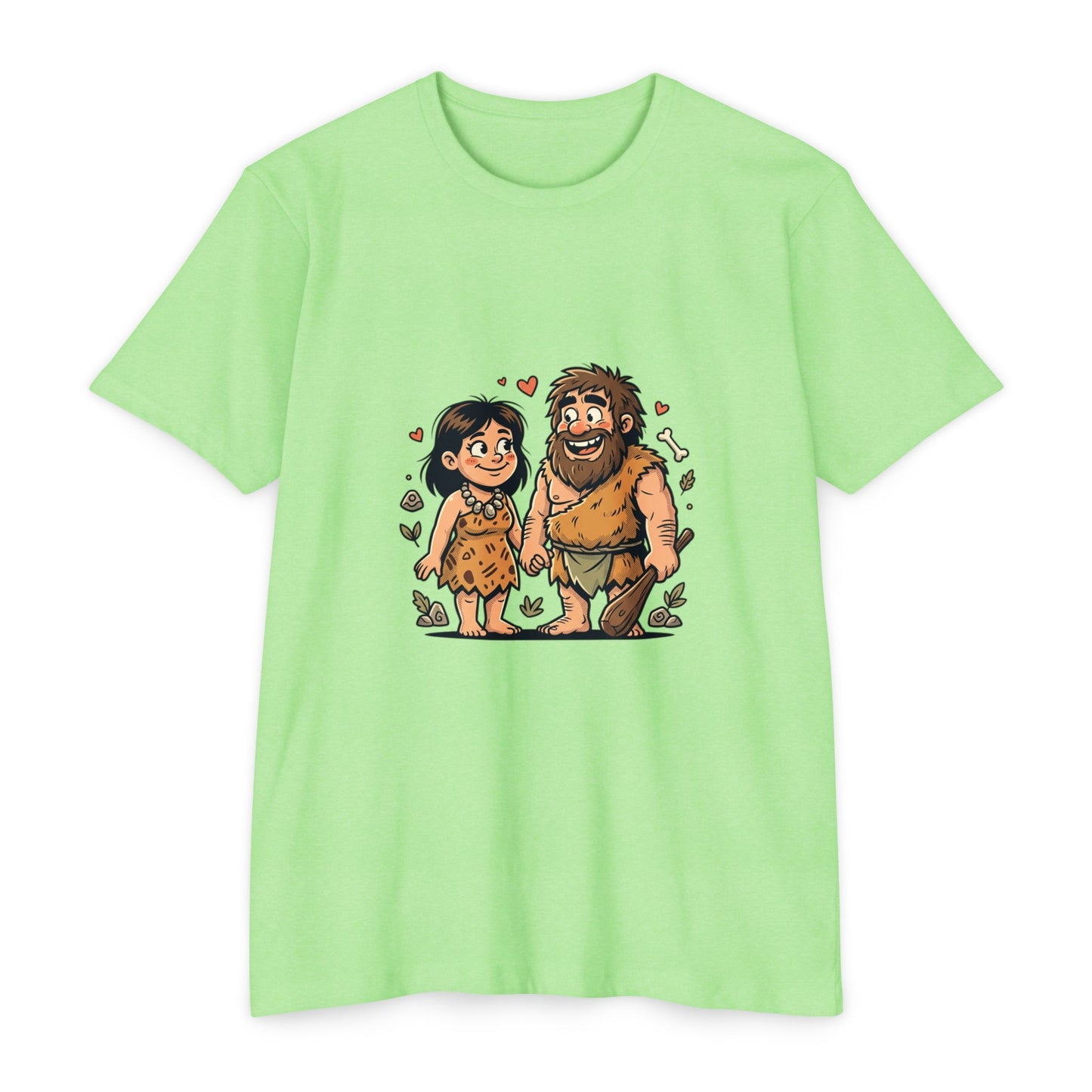 Caveman Couple Cartoon T-Shirt — Cute Prehistoric Love Graphic Tee