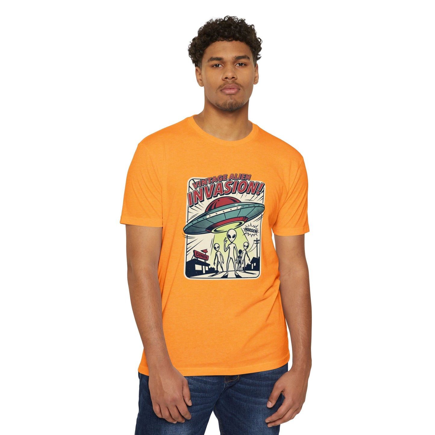 Alien Invasion Vintage UFO Sci‑Fi T-Shirt