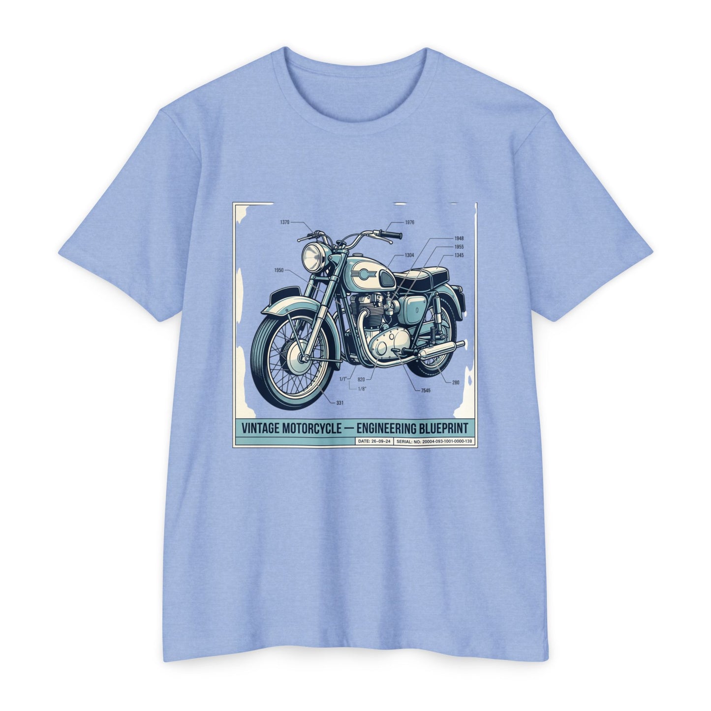 Vintage Motorcycle Blueprint T-Shirt — Classic Engineering Bike Tee