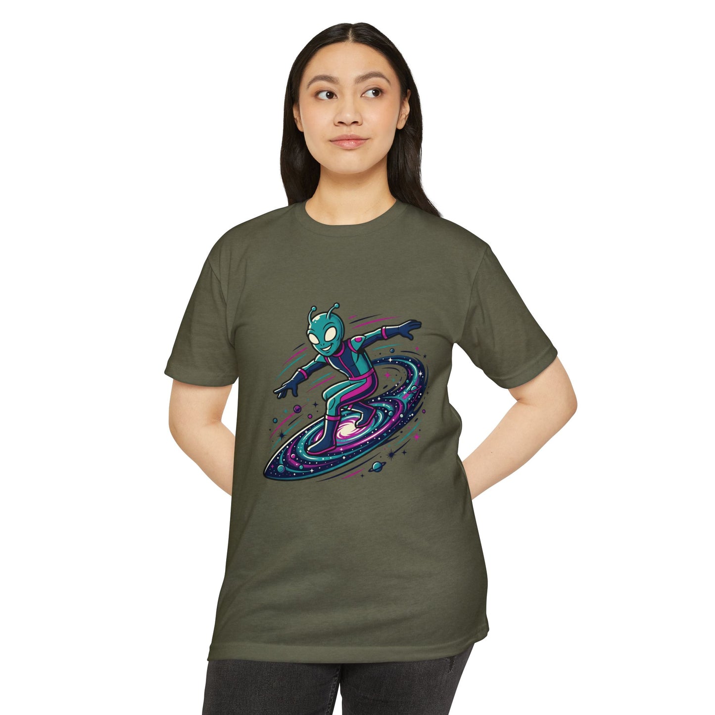 Alien Surfer Retro Space Skate T-Shirt