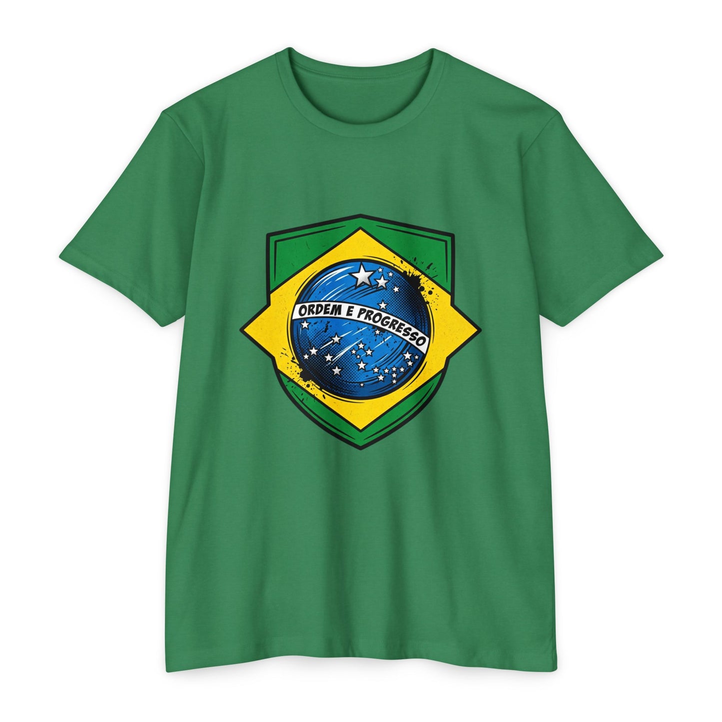 Brazil Flag Crest T-Shirt — Brazilian Soccer/Patriot Pride Tee