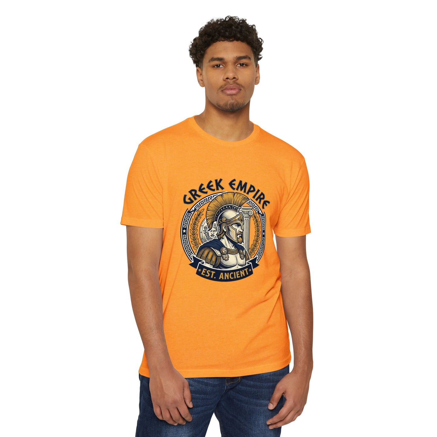 Greek Empire T-Shirt – 'Est. Ancient' Spartan Helmet Graphic