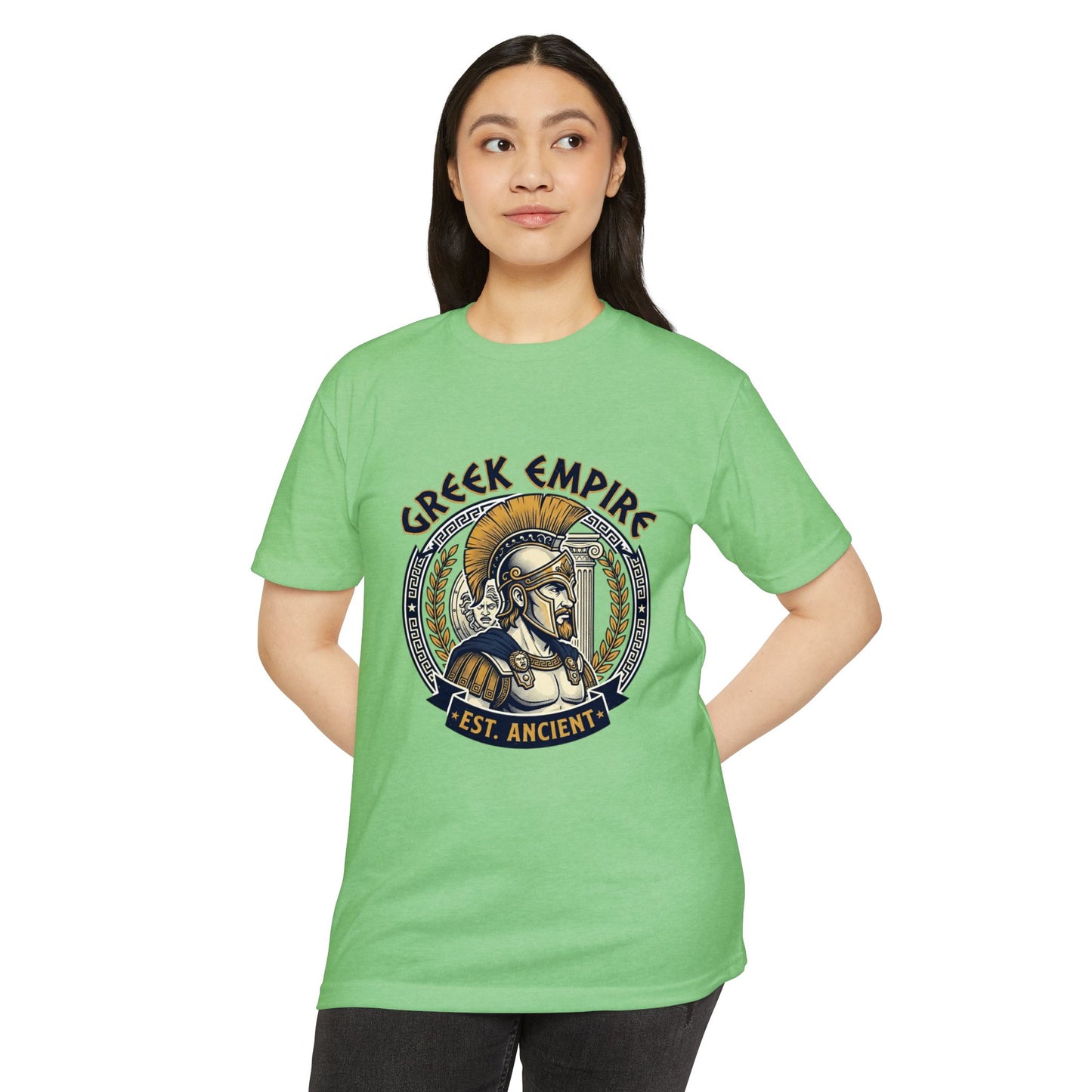 Greek Empire T-Shirt – 'Est. Ancient' Spartan Helmet Graphic