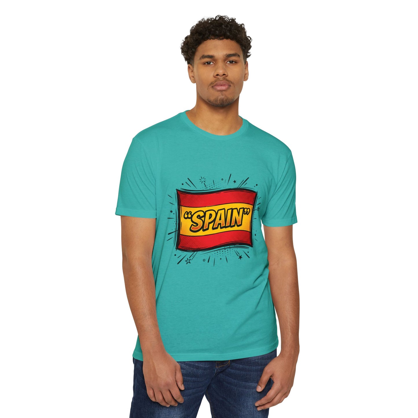 Spain Retro Comic Flag T-Shirt — 'SPAIN' Graphic Tee