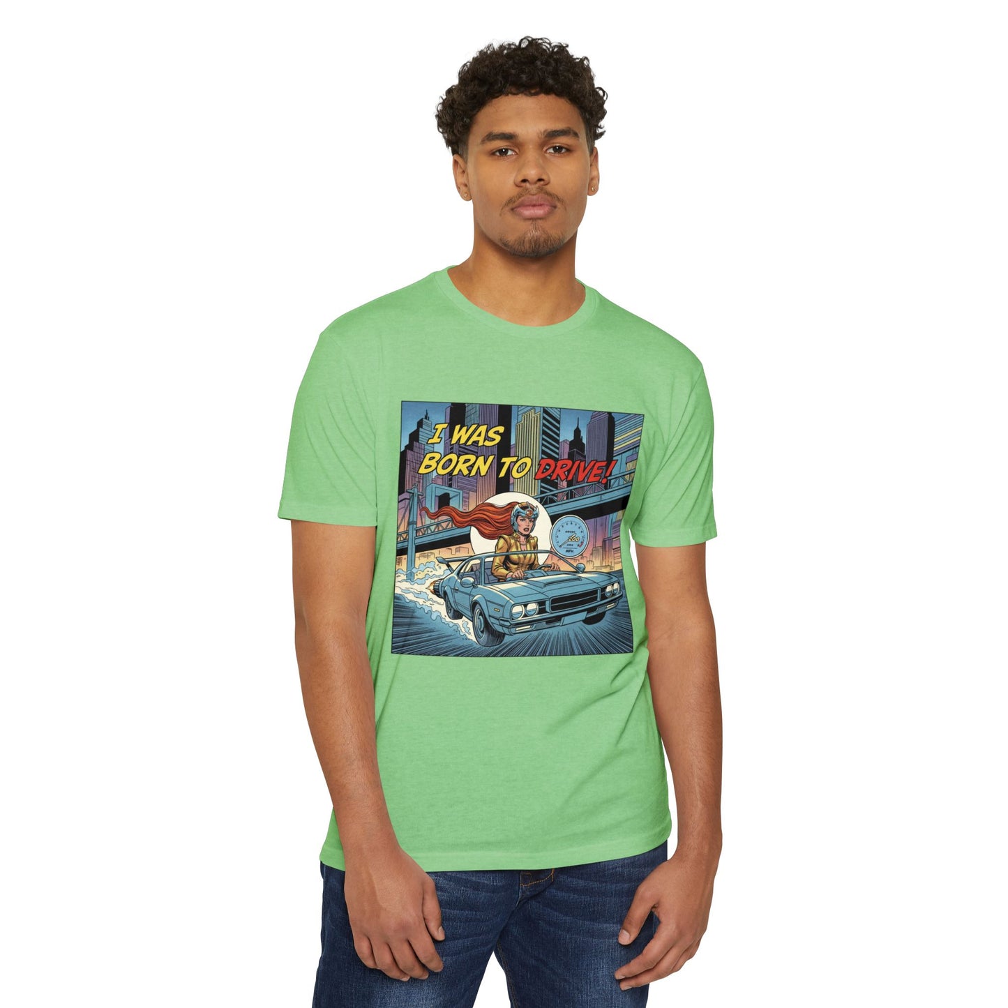 I Was Born to Drive Retro Comic Car T-Shirt