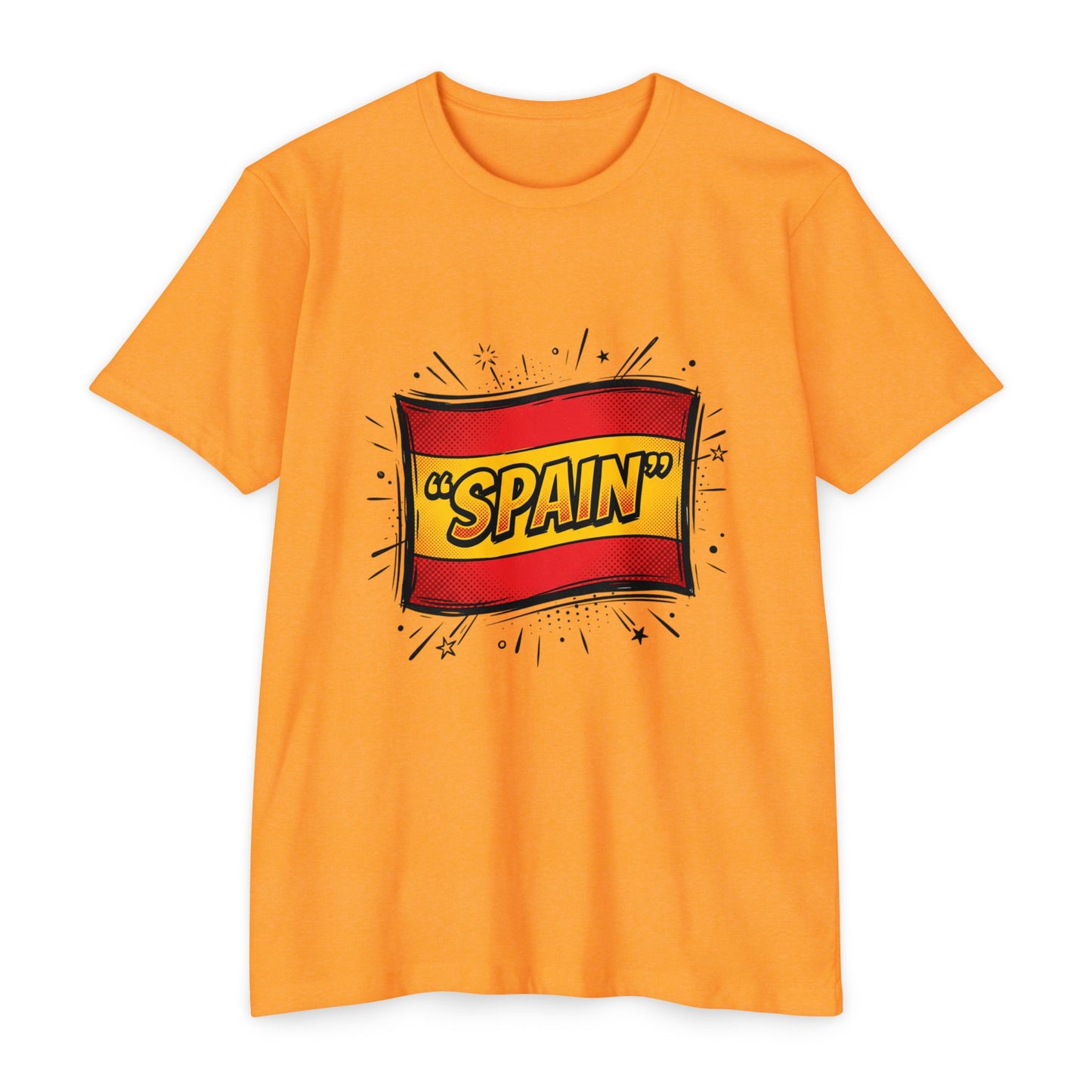 Spain Retro Comic Flag T-Shirt — 'SPAIN' Graphic Tee