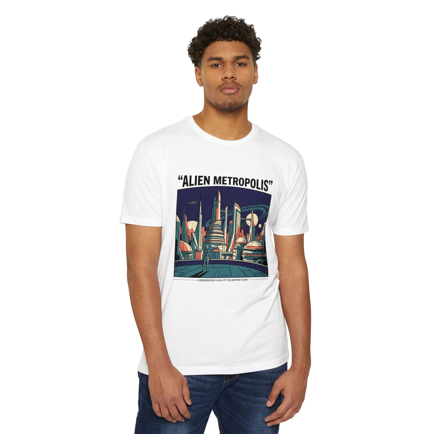 Alien Metropolis Retro Futuristic Sci‑Fi City T-Shirt