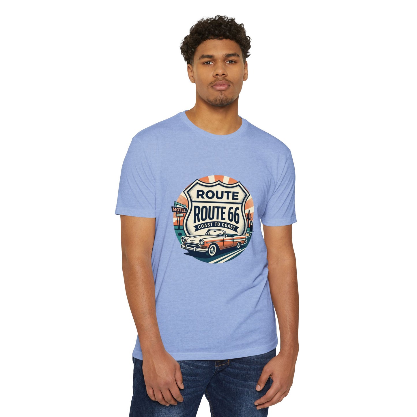 Route 66 Vintage Car T-Shirt — Classic Road Trip Retro Tee