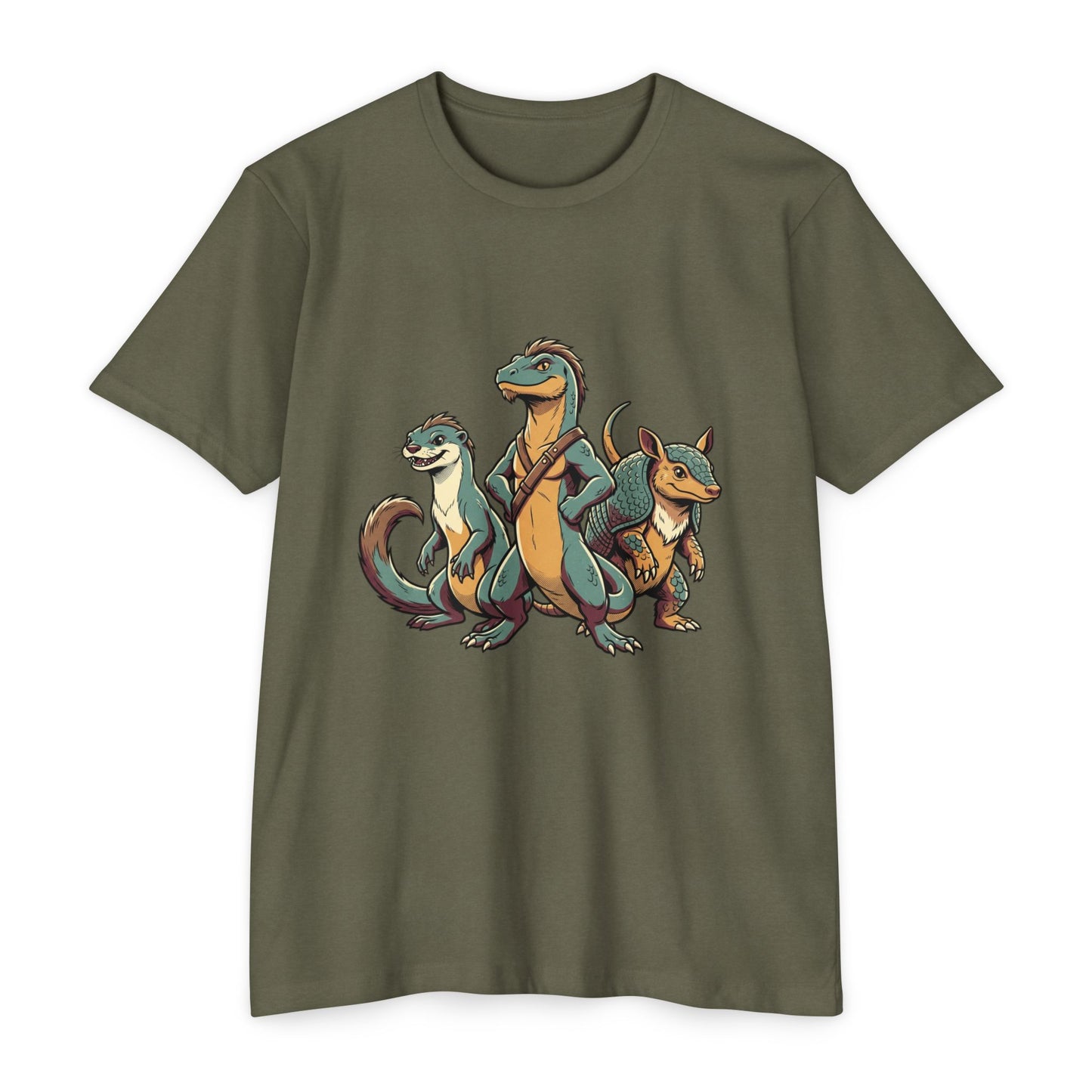 Retro Trio Dino Velociraptor T-Shirt — Cute Cartoon Dino Tee