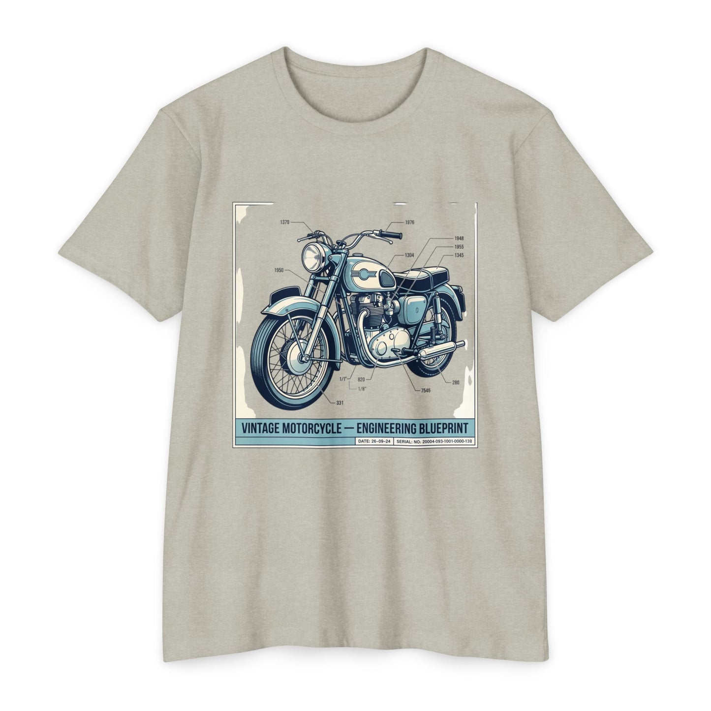 Vintage Motorcycle Blueprint T-Shirt — Classic Engineering Bike Tee