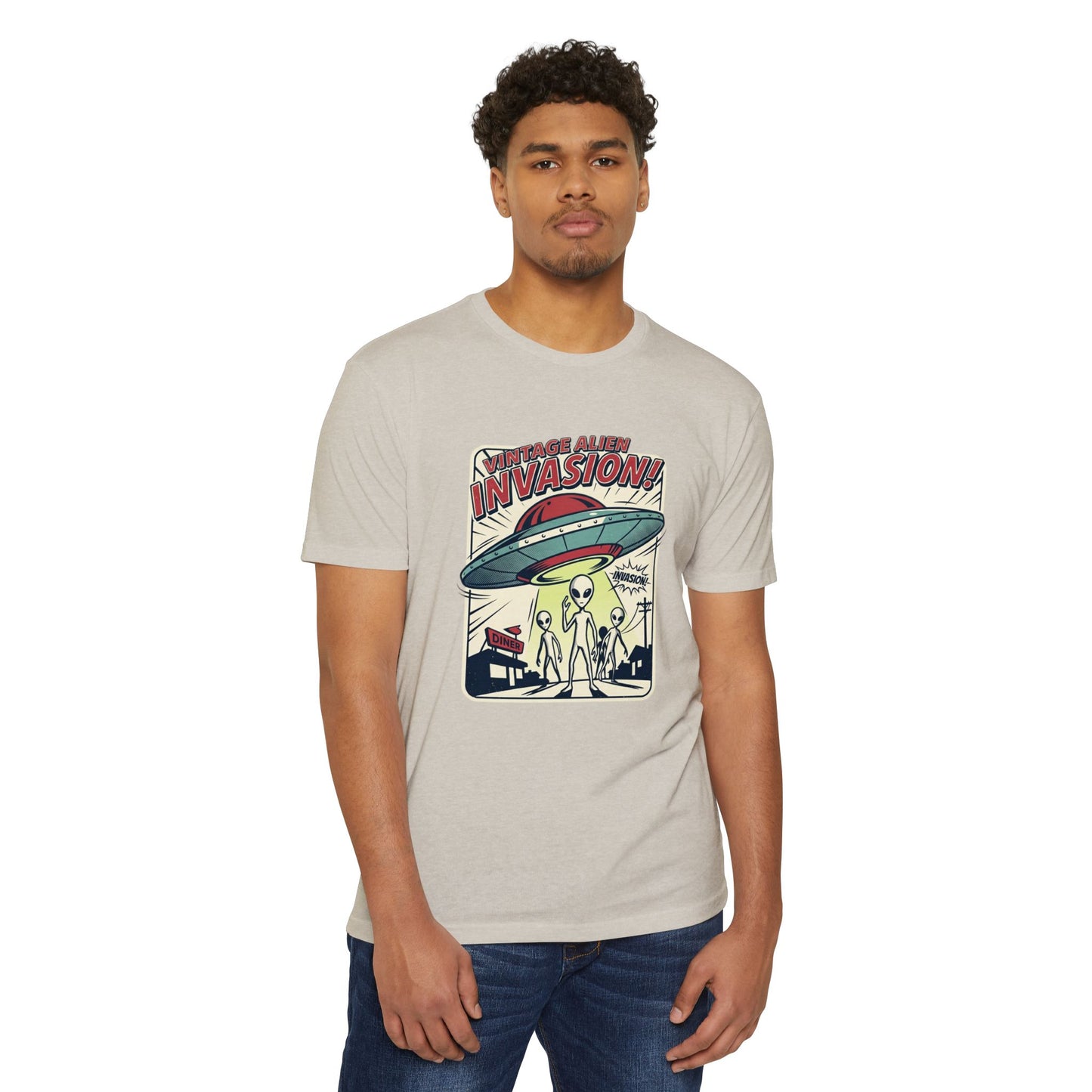Alien Invasion Vintage UFO Sci‑Fi T-Shirt