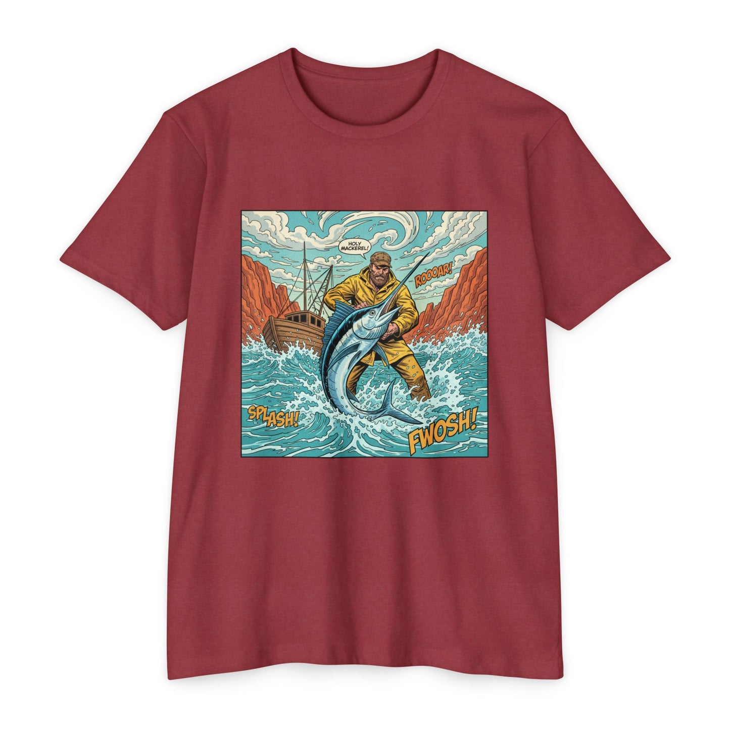 Retro Fisherman 'FWOSH' Fishing Graphic T-Shirt