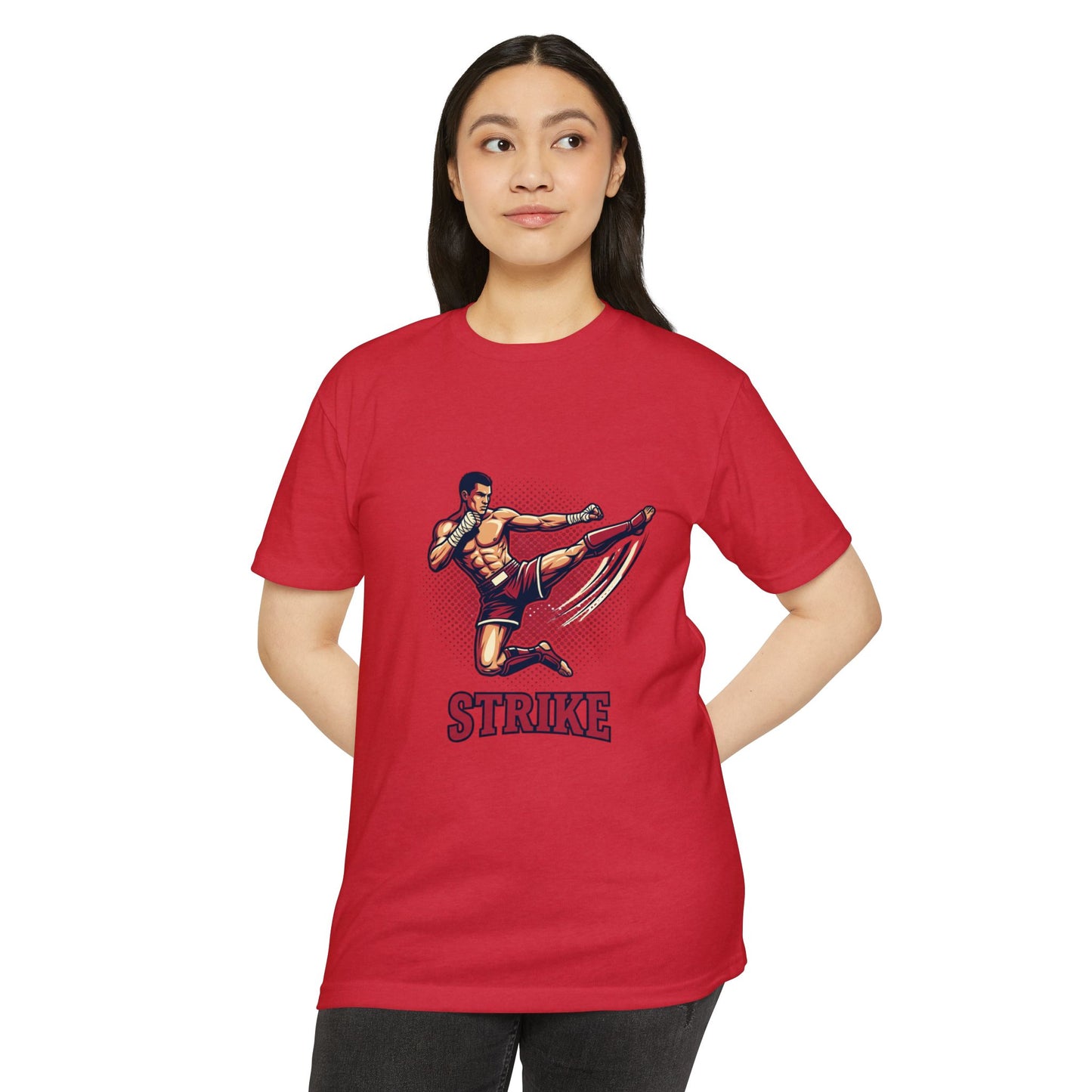 Camiseta de Chute de Artes Marciais — Camiseta Gráfica Retrô 'STRIKE' de Lutador