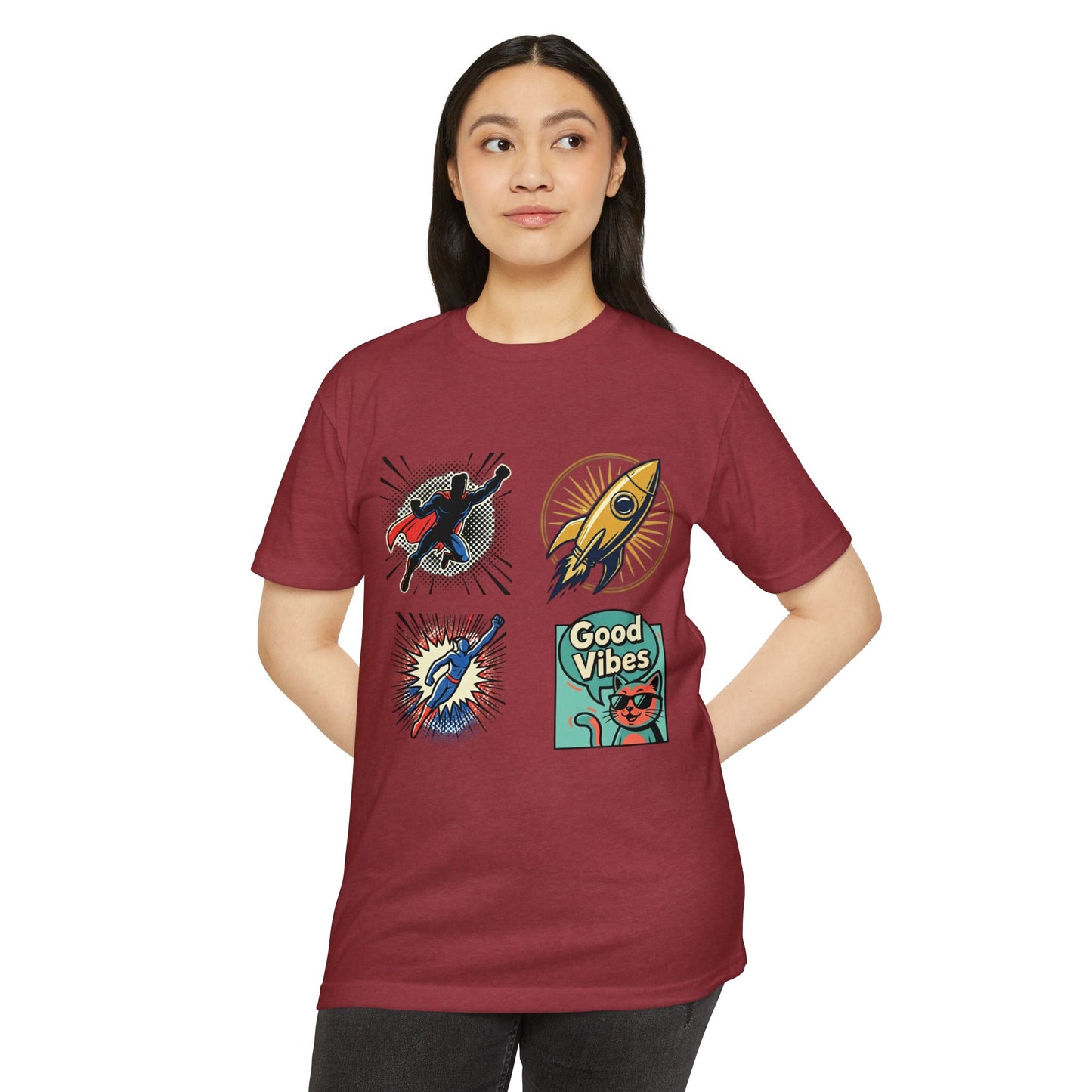 Good Vibes Rocket Retro Comic Patch T-Shirt
