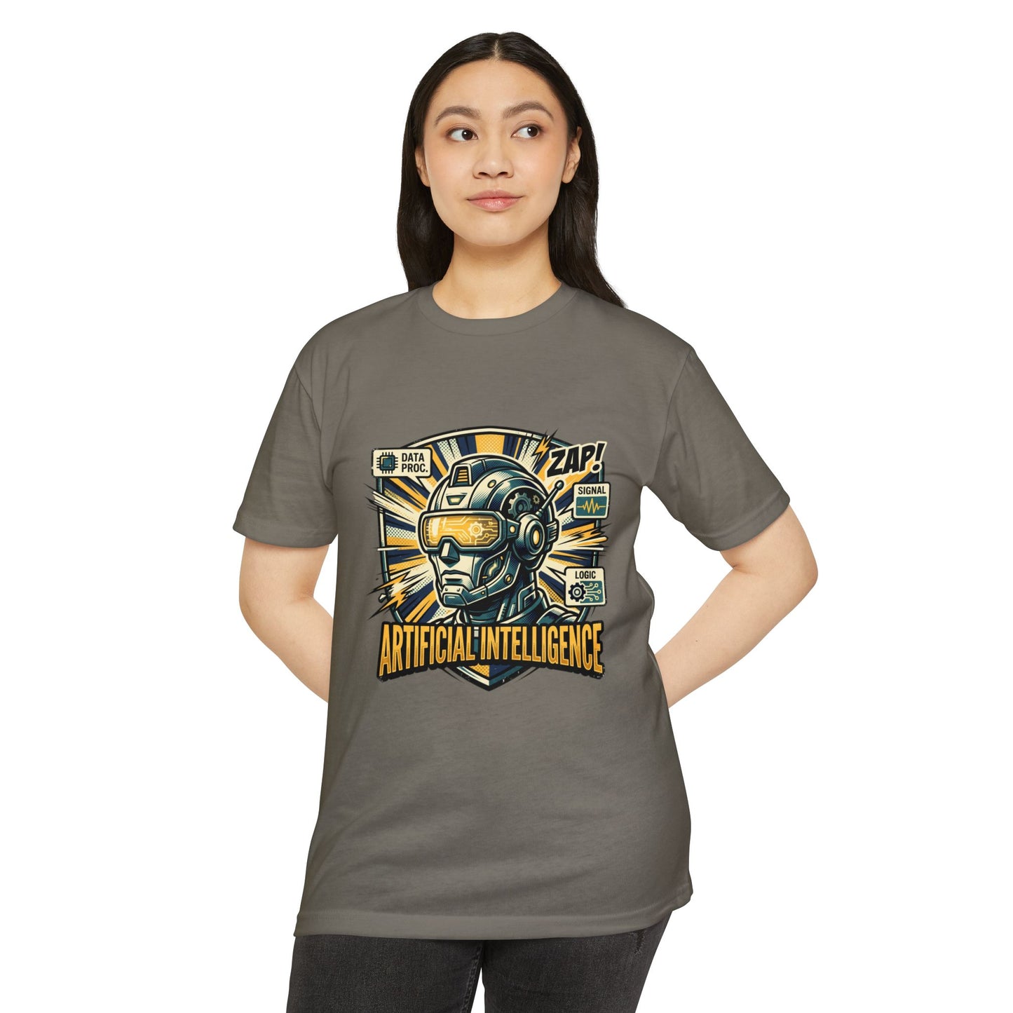AI Robotics Graphic T-Shirt — "Artificial Intelligence" Retro Helmet Design