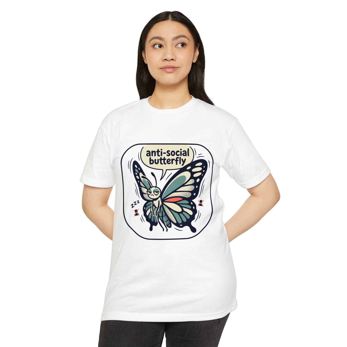 Anti-Social Butterfly T-Shirt — Cute Lazy Butterfly Graphic Tee