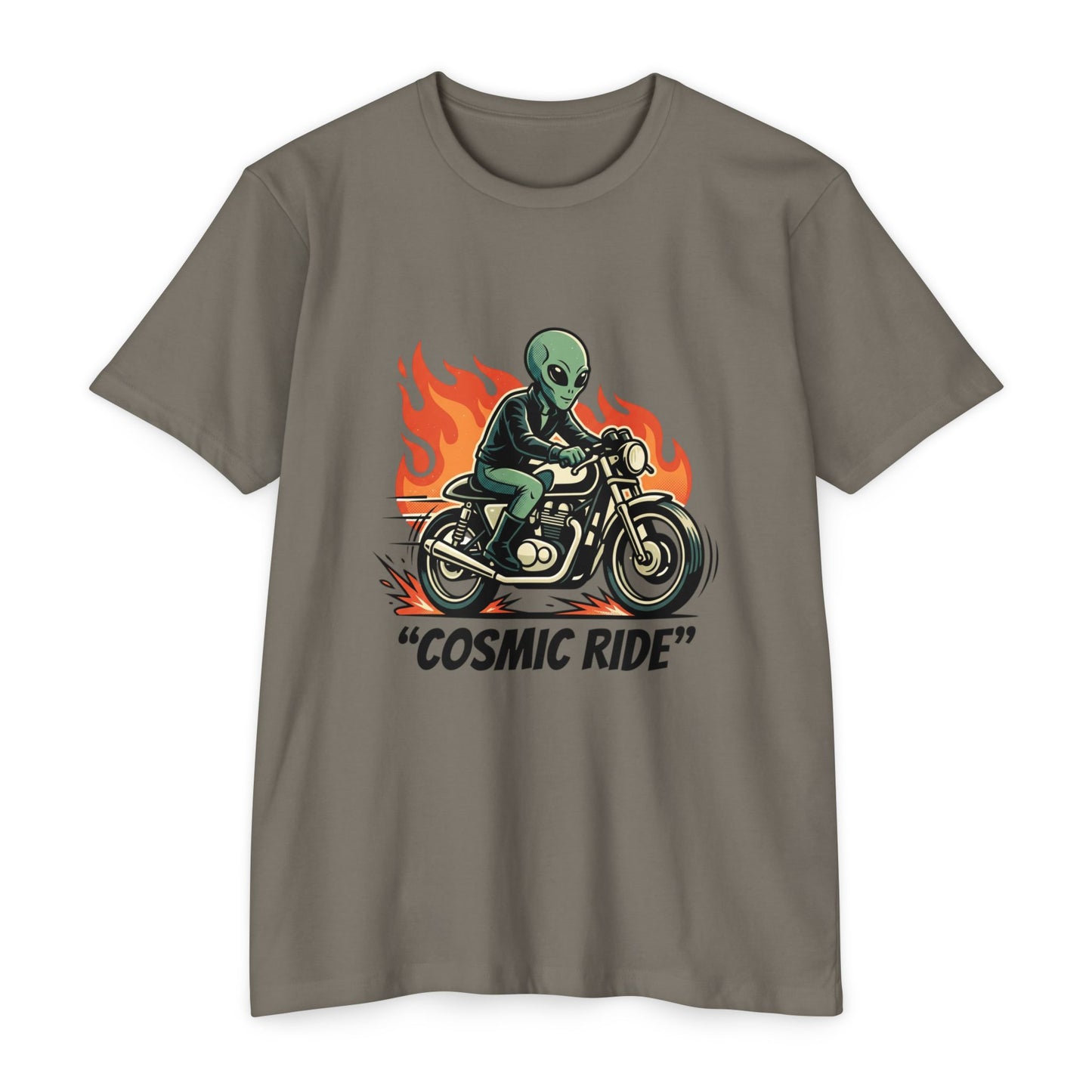 Cosmic Ride Alien Motorcycle T‑Shirt — Retro Biker Tee