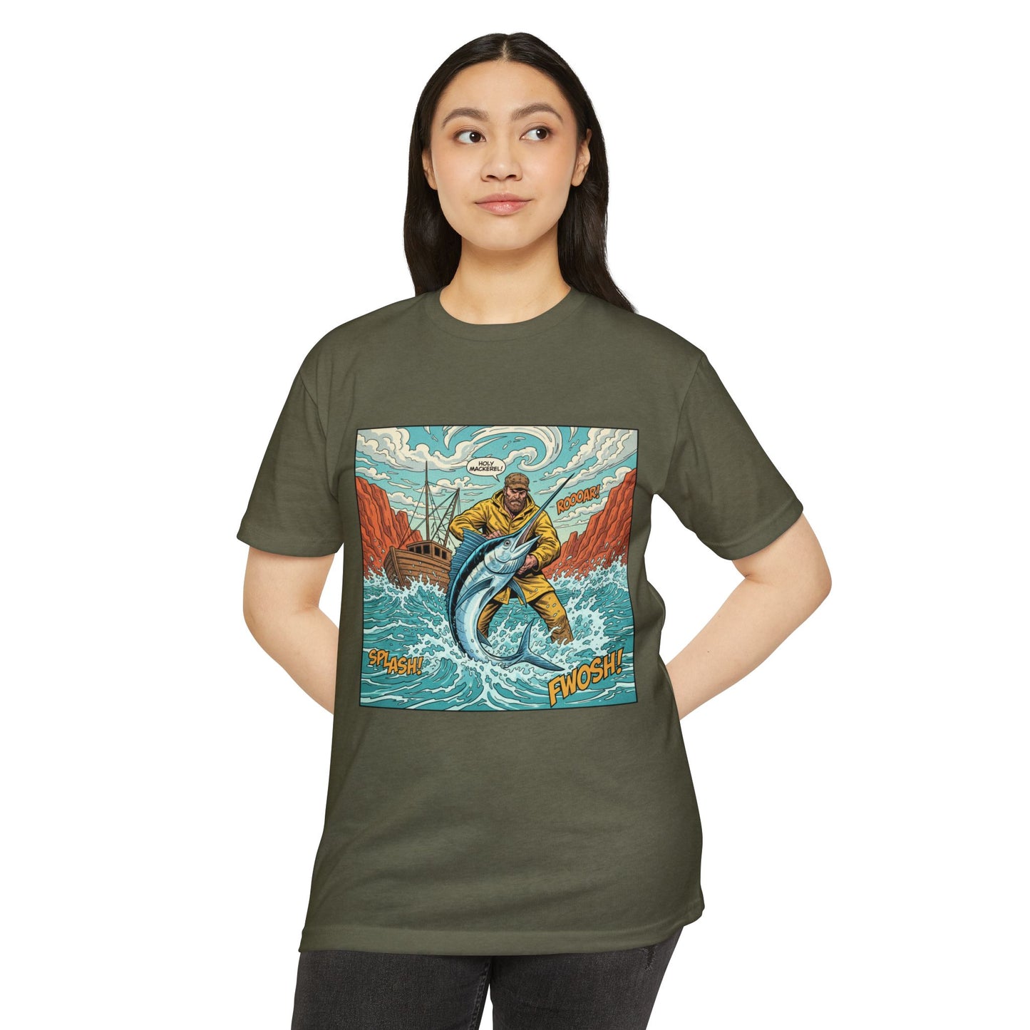 Retro Fisherman 'FWOSH' Fishing Graphic T-Shirt