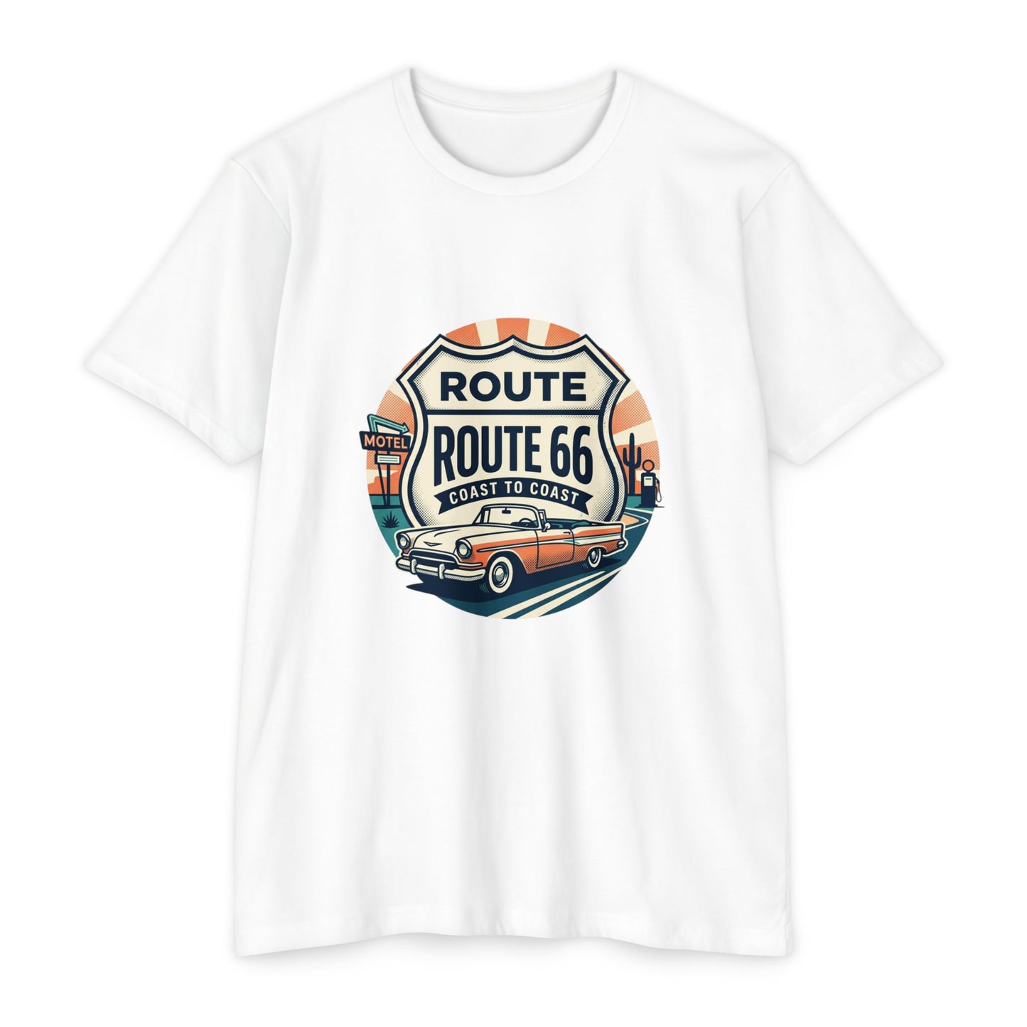 Route 66 Vintage Car T-Shirt — Classic Road Trip Retro Tee