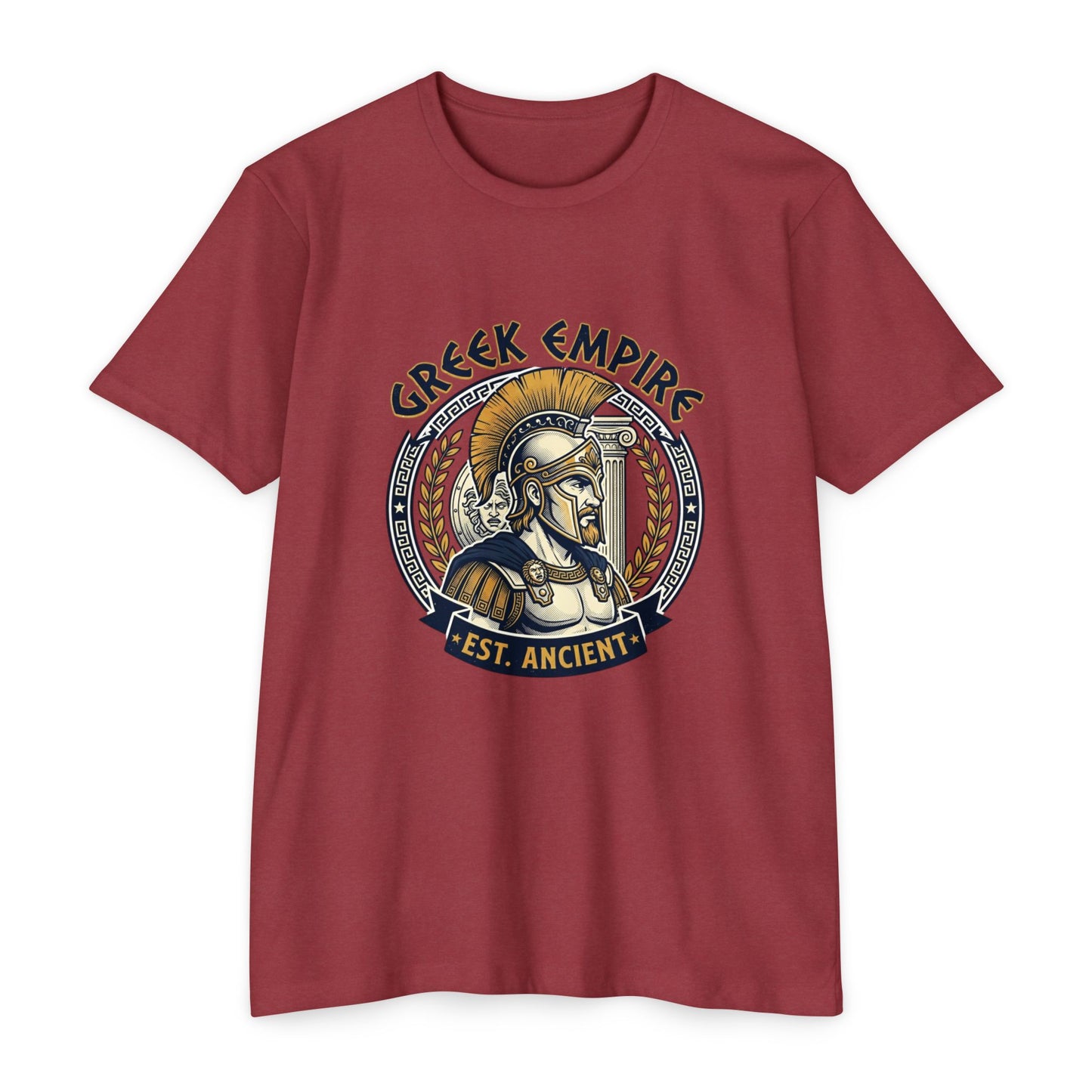 Greek Empire T-Shirt – 'Est. Ancient' Spartan Helmet Graphic