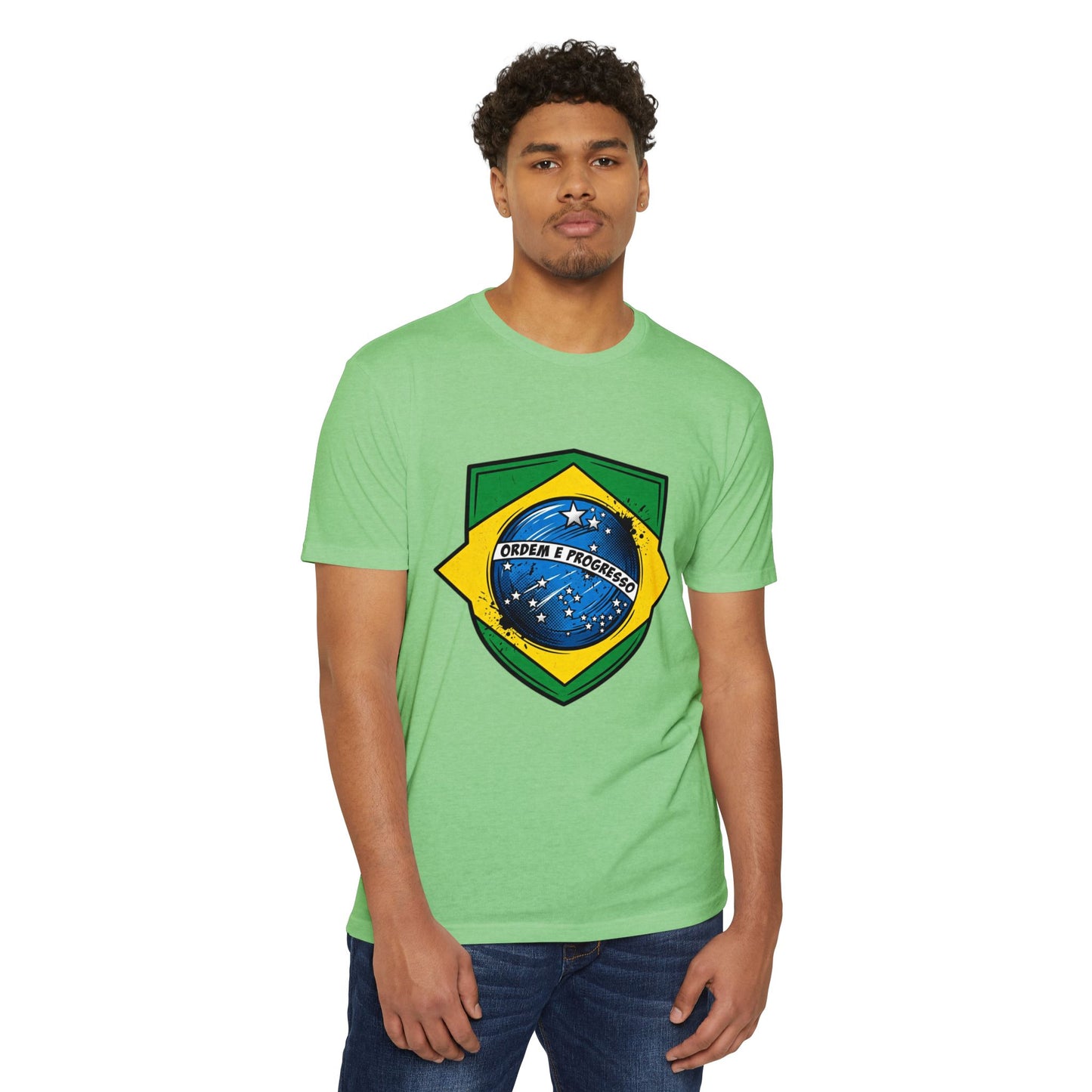 Brazil Flag Crest T-Shirt — Brazilian Soccer/Patriot Pride Tee