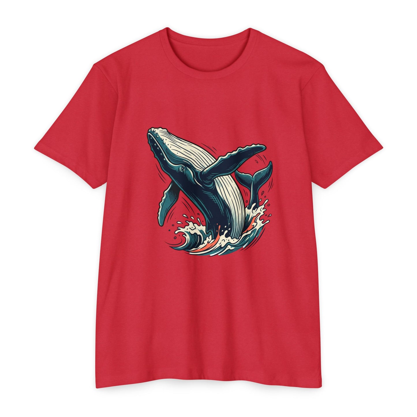 Whale Wave Graphic T-Shirt — Ocean Humpback Illustration Tee