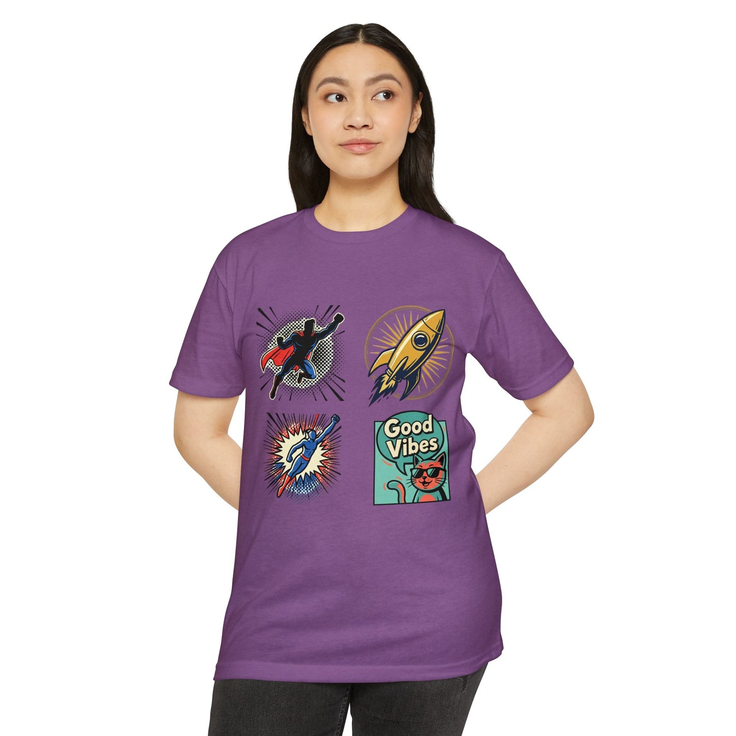 Good Vibes Rocket Retro Comic Patch T-Shirt