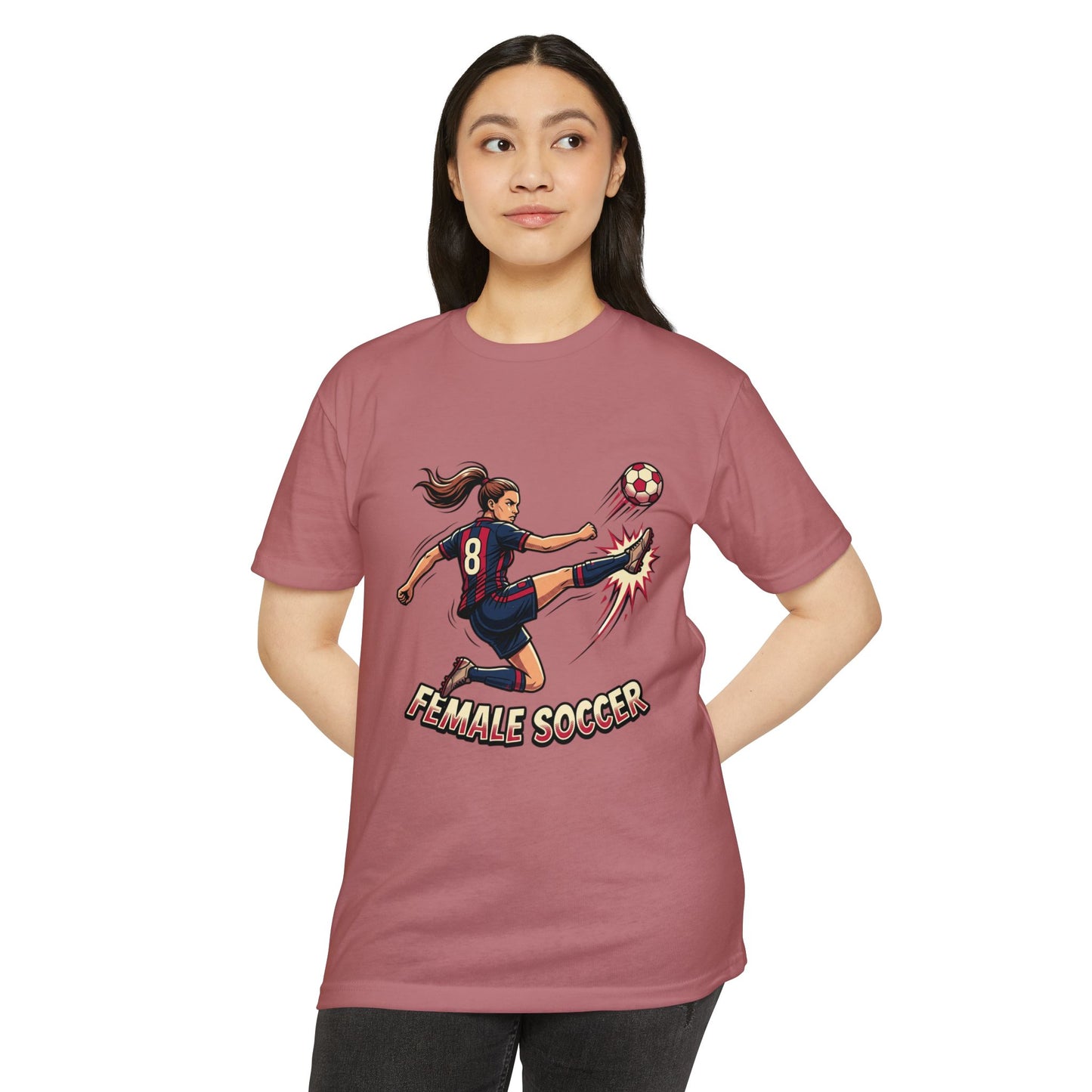 Female Soccer Player Graphic T-Shirt – Women’s Soccer Tee