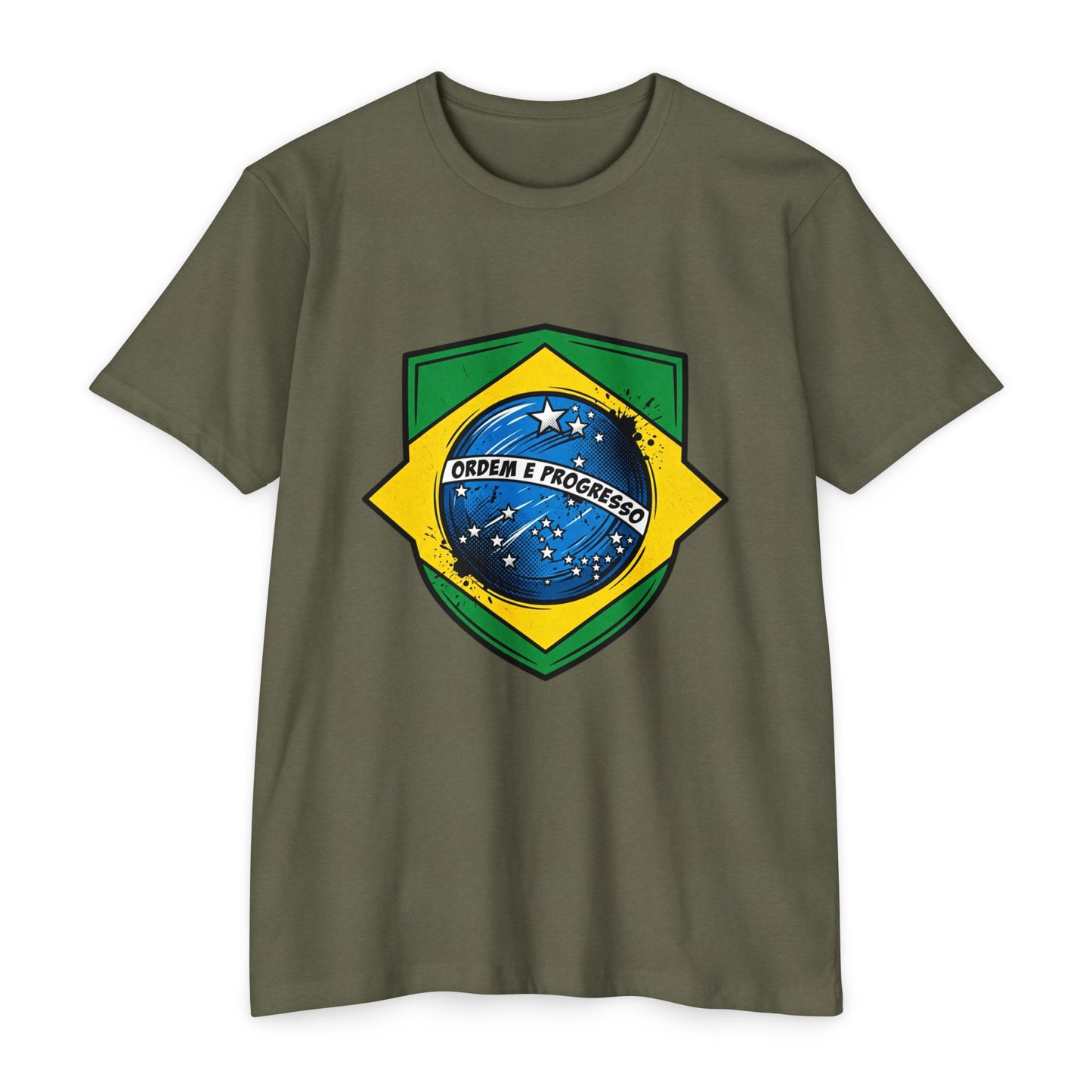 Brazil Flag Crest T-Shirt — Brazilian Soccer/Patriot Pride Tee