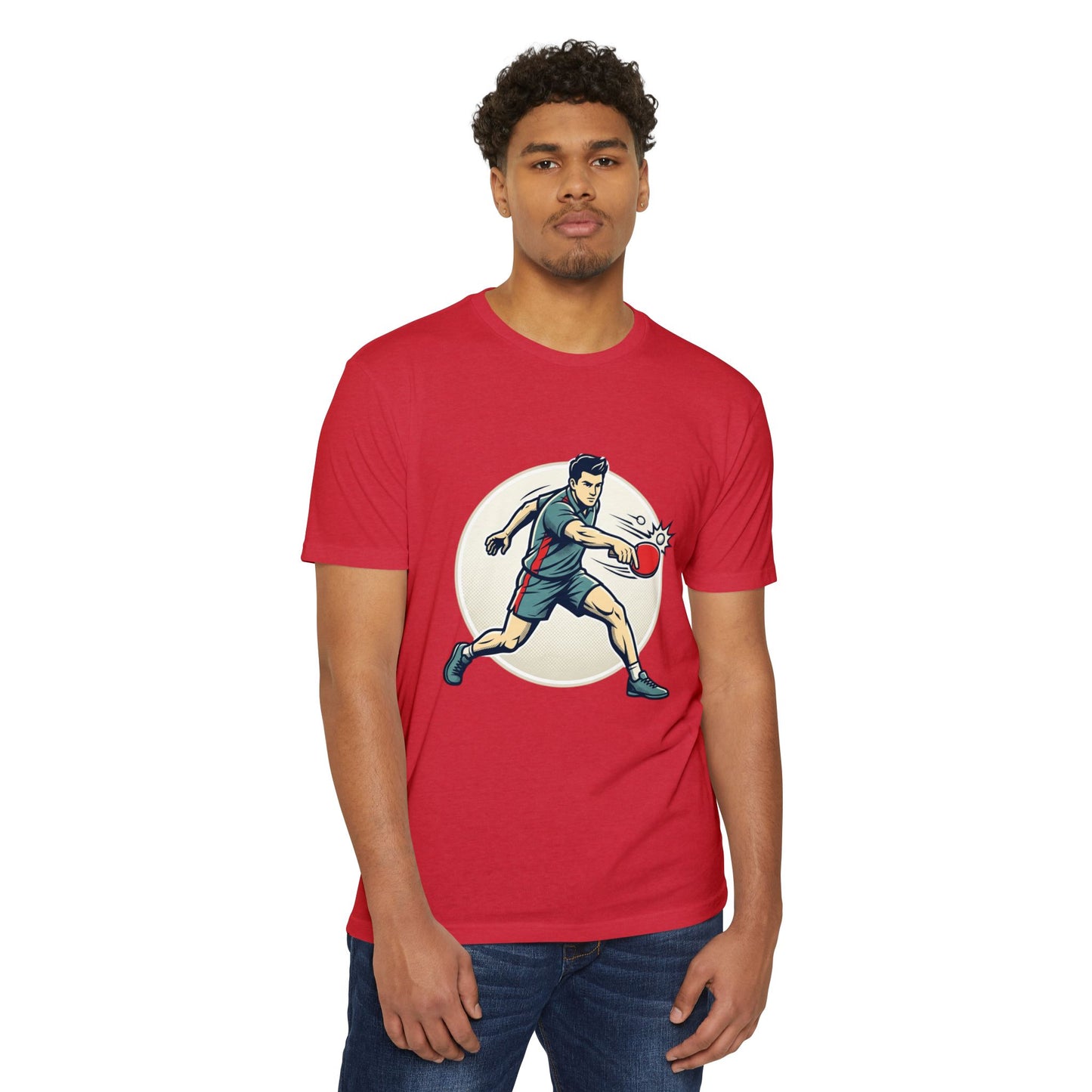Table Tennis Player Illustration T-Shirt — Ping Pong Athlete Graphic Tee