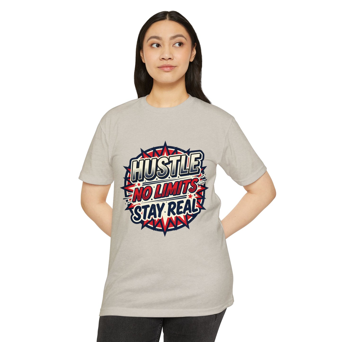Hustle No Limits Stay Real Graphic T-Shirt