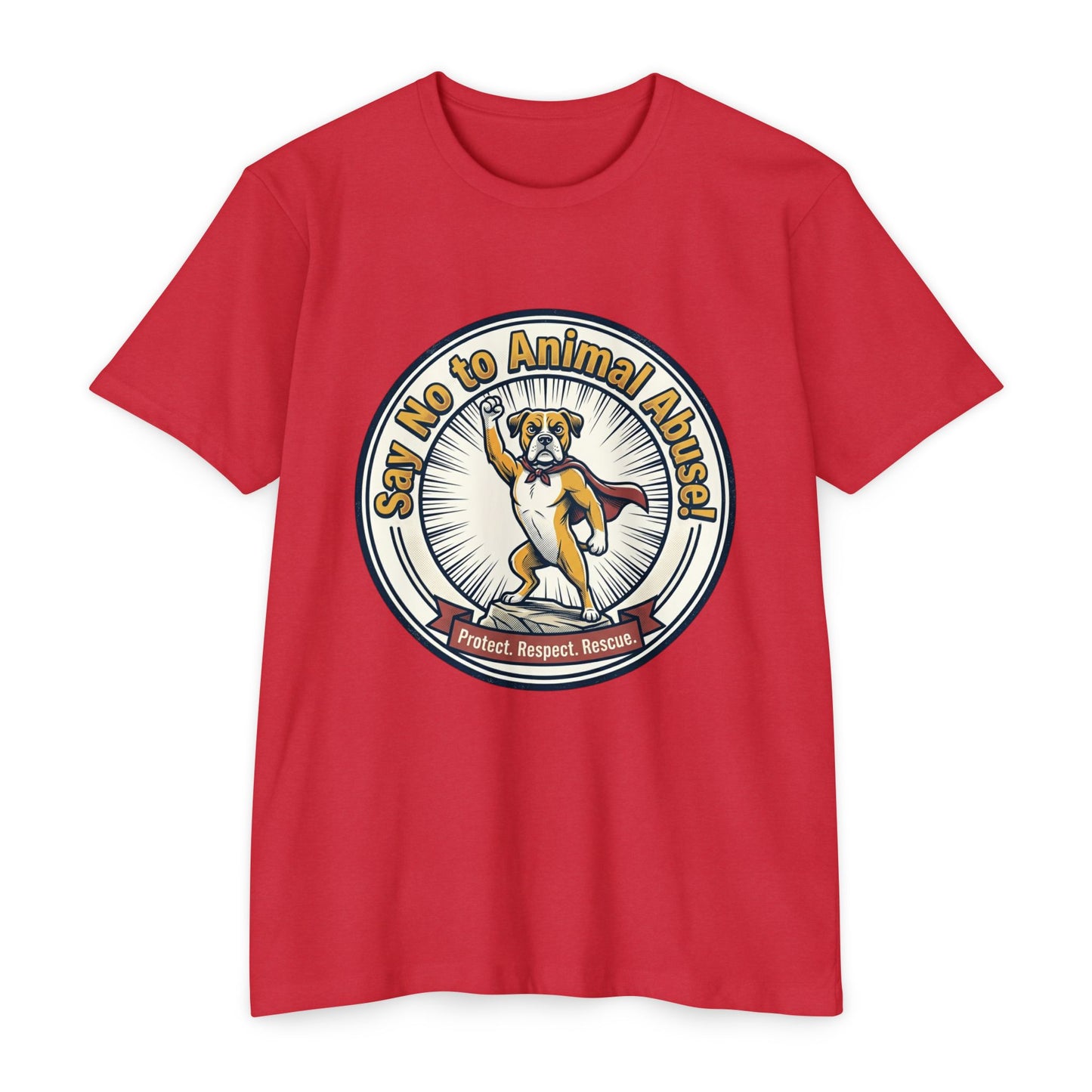 Say No to Animal Abuse T-Shirt – Protect, Respect, Rescue Animal Rights Tee