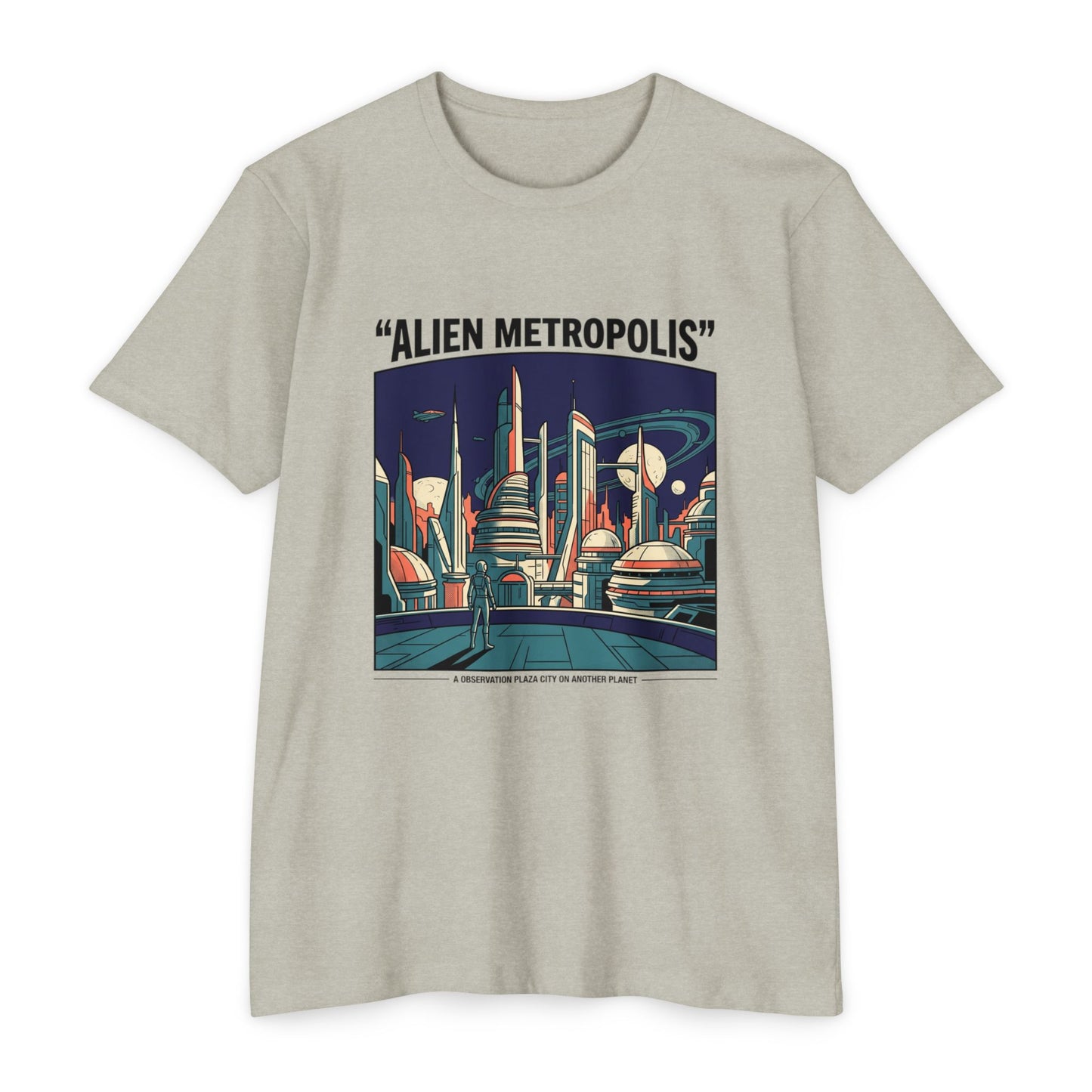 Alien Metropolis Retro Futuristic Sci‑Fi City T-Shirt