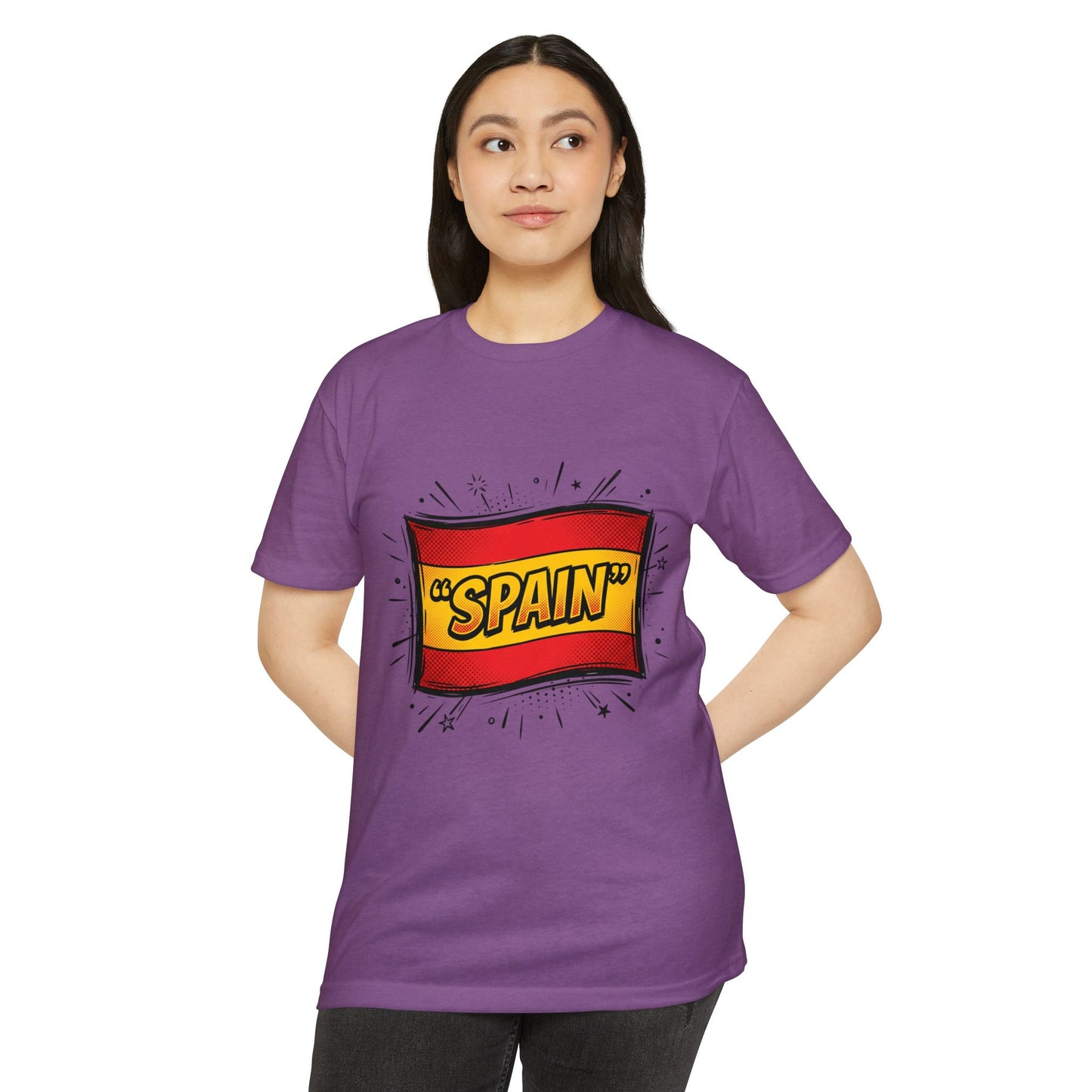 Spain Retro Comic Flag T-Shirt — 'SPAIN' Graphic Tee