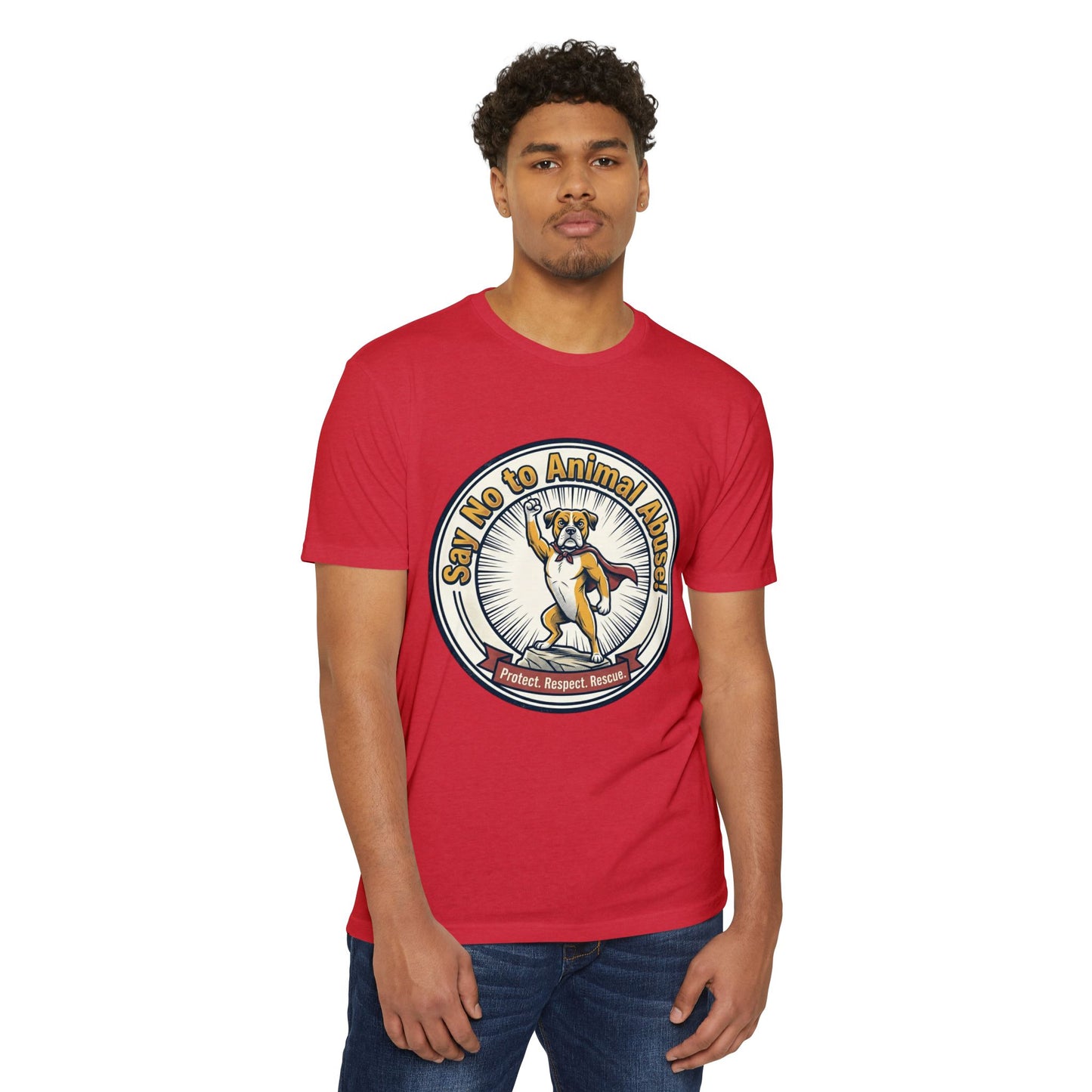 Say No to Animal Abuse T-Shirt – Protect, Respect, Rescue Animal Rights Tee