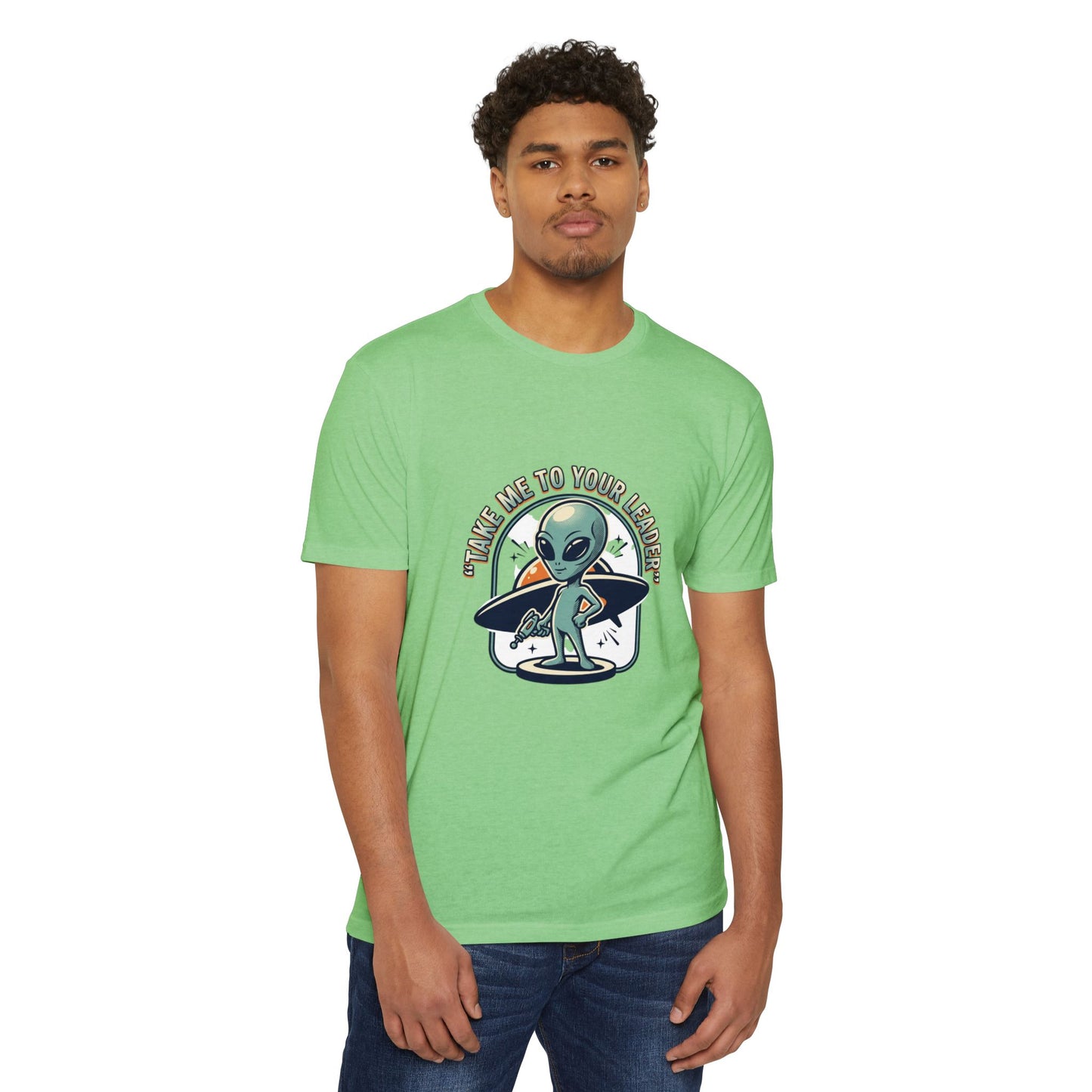 Alien Surfer T-Shirt — "Take Me to Your Leader" Graphic Tee