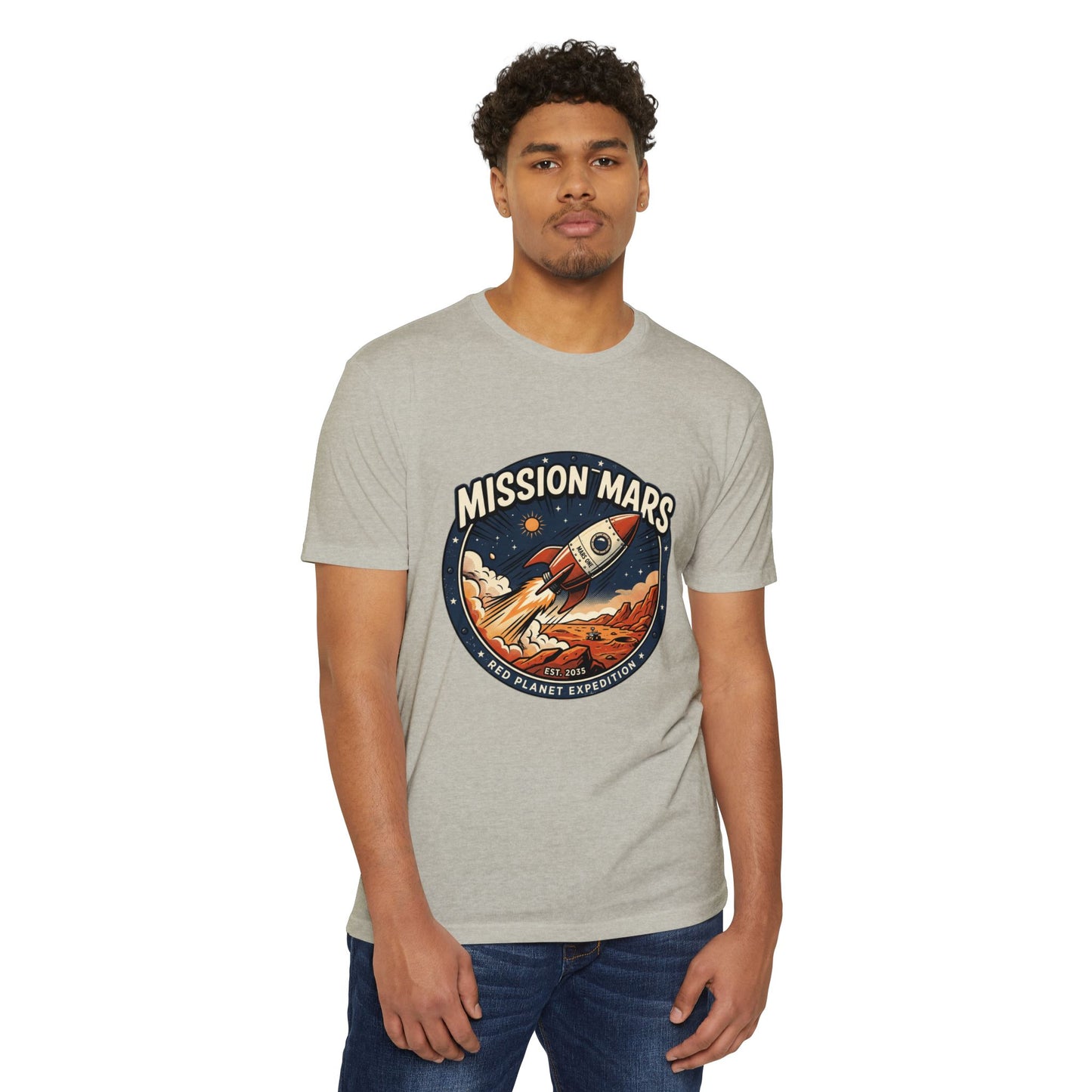 Mission Mars Rocket T‑Shirt — Retro Red Planet Expedition Tee