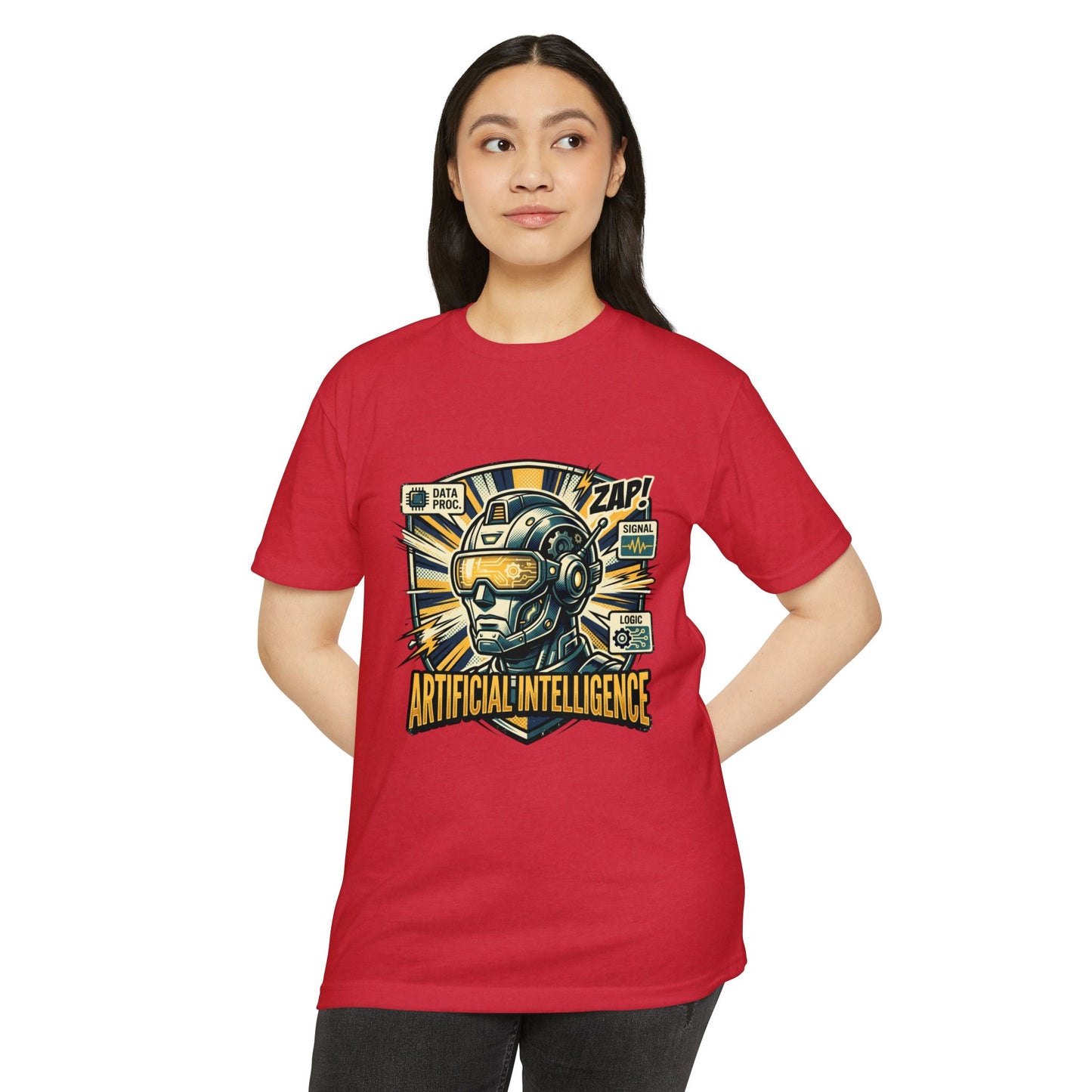 AI Robotics Graphic T-Shirt — "Artificial Intelligence" Retro Helmet Design
