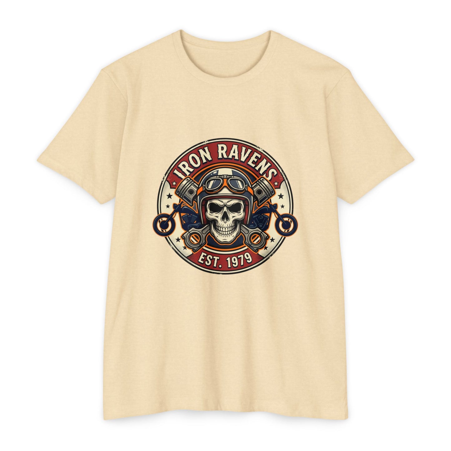 Iron Ravens Skull Motorcycle T-Shirt — Vintage Biker Graphic Tee (Est. 1979)