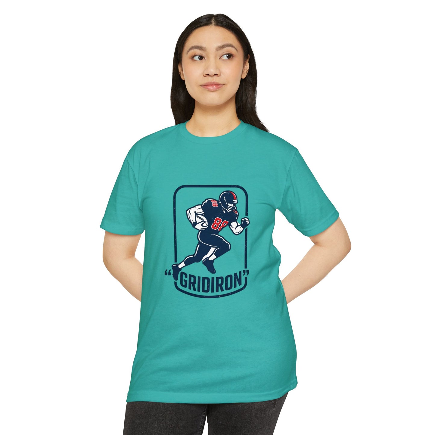 Gridiron Football Player T-Shirt — Retro Helmet Design