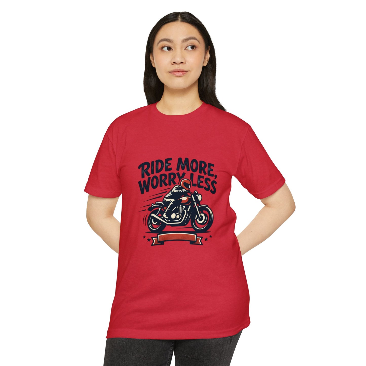 Ride More Worry Less Motorcycle T-Shirt — Biker Tee for Riders & Enthusiasts