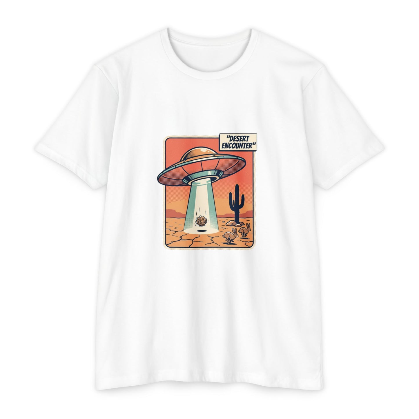 Desert Encounter T-Shirt – Retro UFO Alien Abduction Tee