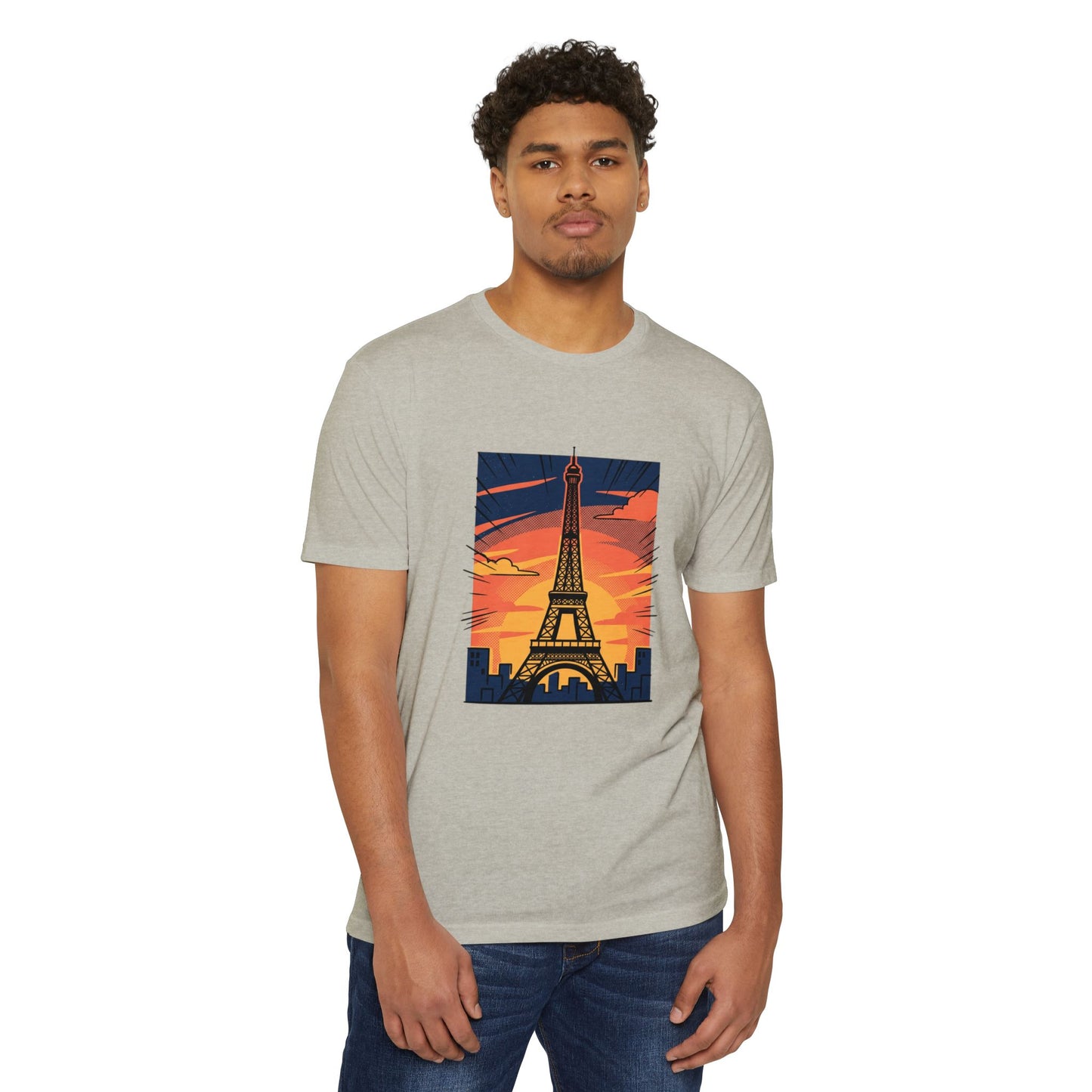 Vintage Paris Eiffel Tower Sunset T‑Shirt