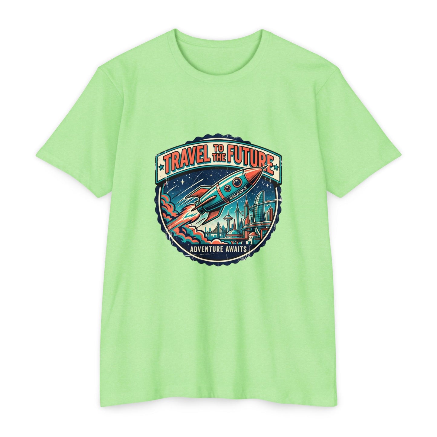 Travel the Future Rocket T-Shirt — Adventure Awaits Vintage Space Tee